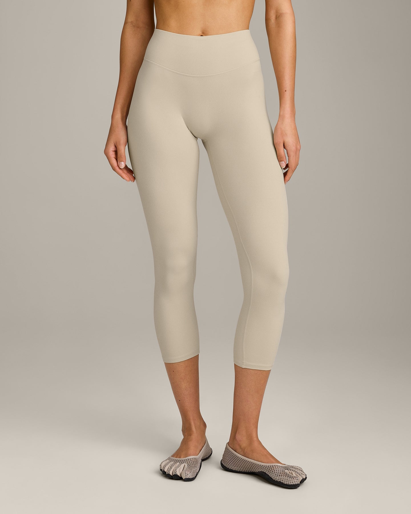 SoftMotion 3/4 Length Leggings with Grey Logo | Oatmeal - Image 5