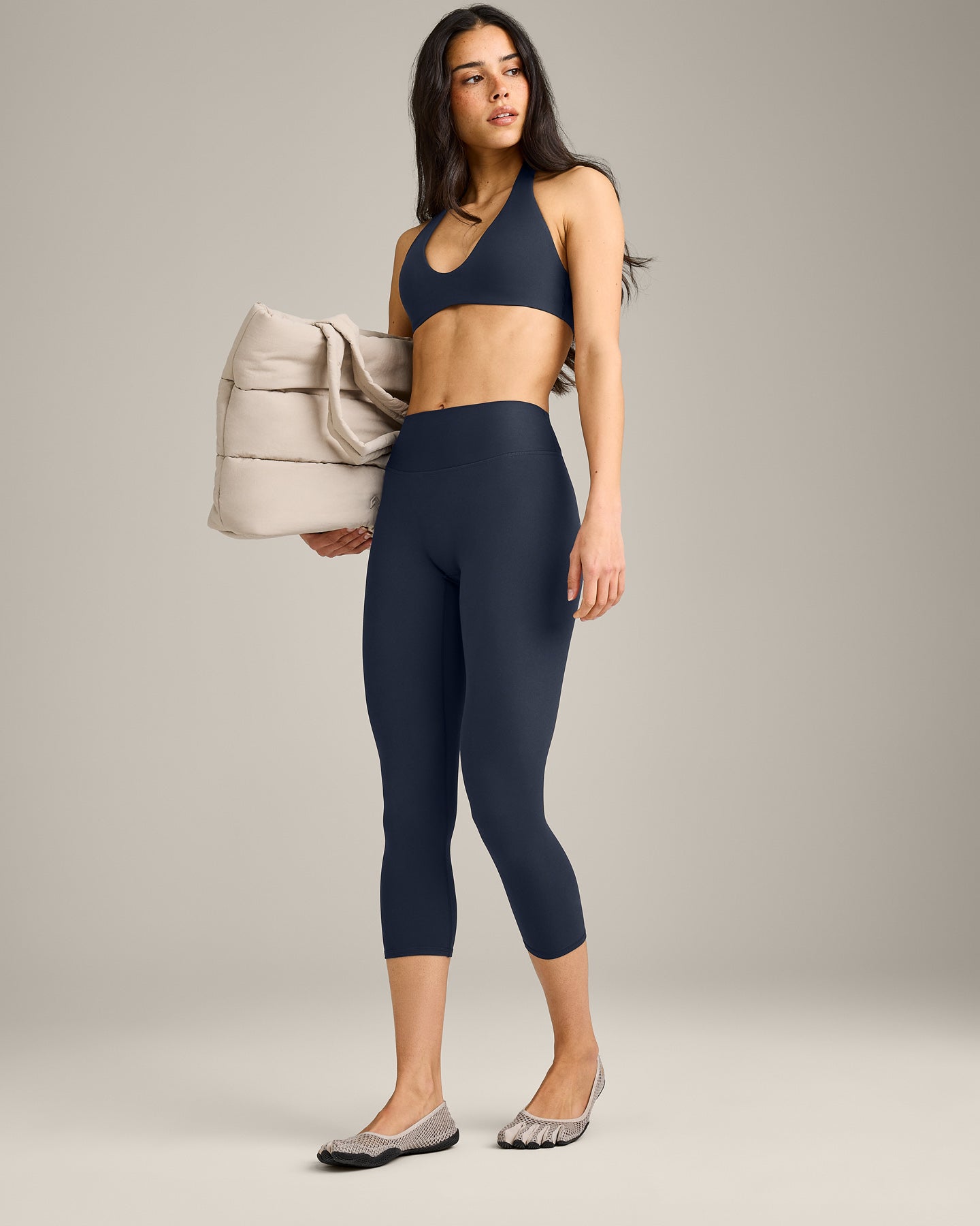 SoftMotion 3/4 Length Leggings with Grey Logo | True Blue - Image 6