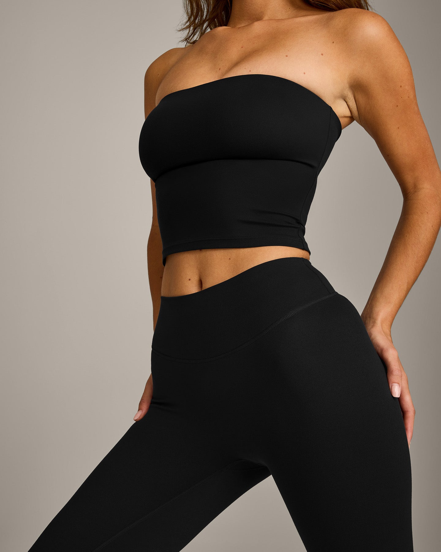 Alternative view of SoftMotion Bandeau Mid Vest with Built in Bra Shelf with Grey Logo | Black