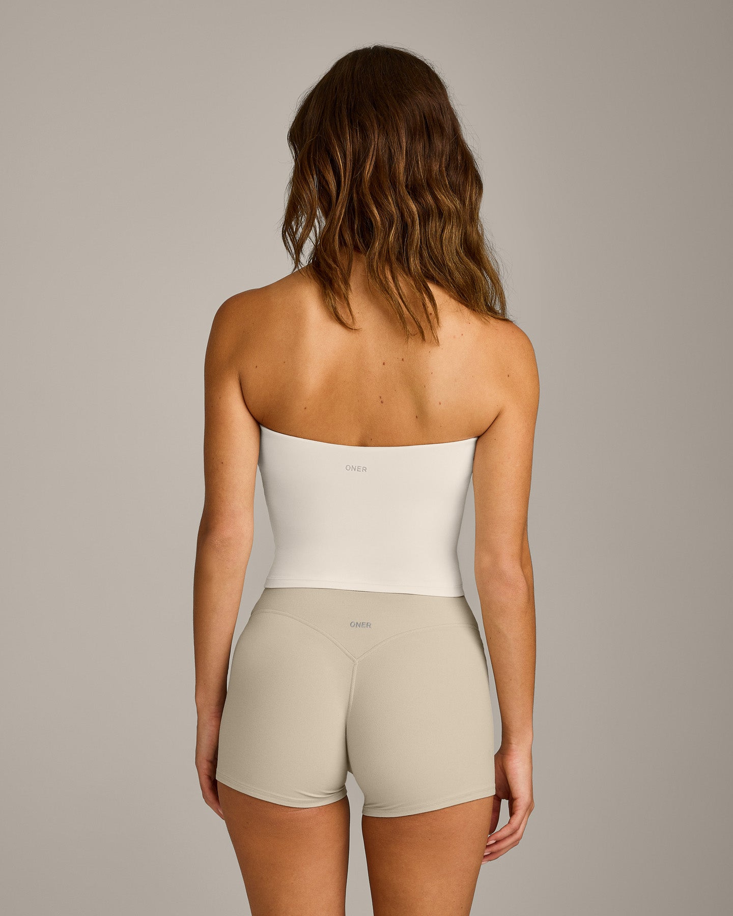 SoftMotion Bandeau Mid Vest with Built in Bra Shelf with Grey Logo | Marshmallow White - Image 6