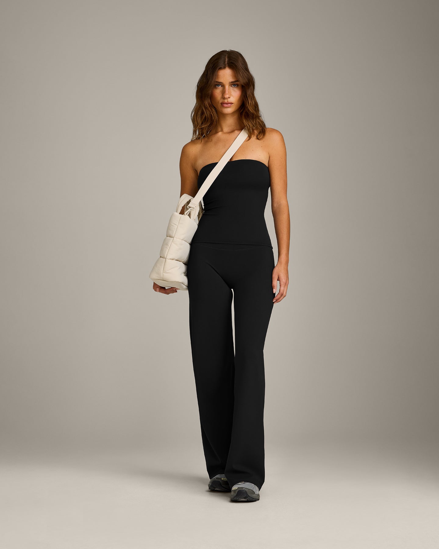 SoftMotion Bandeau Vest with Built in Bra Shelf with Grey Logo | Black - Image 3