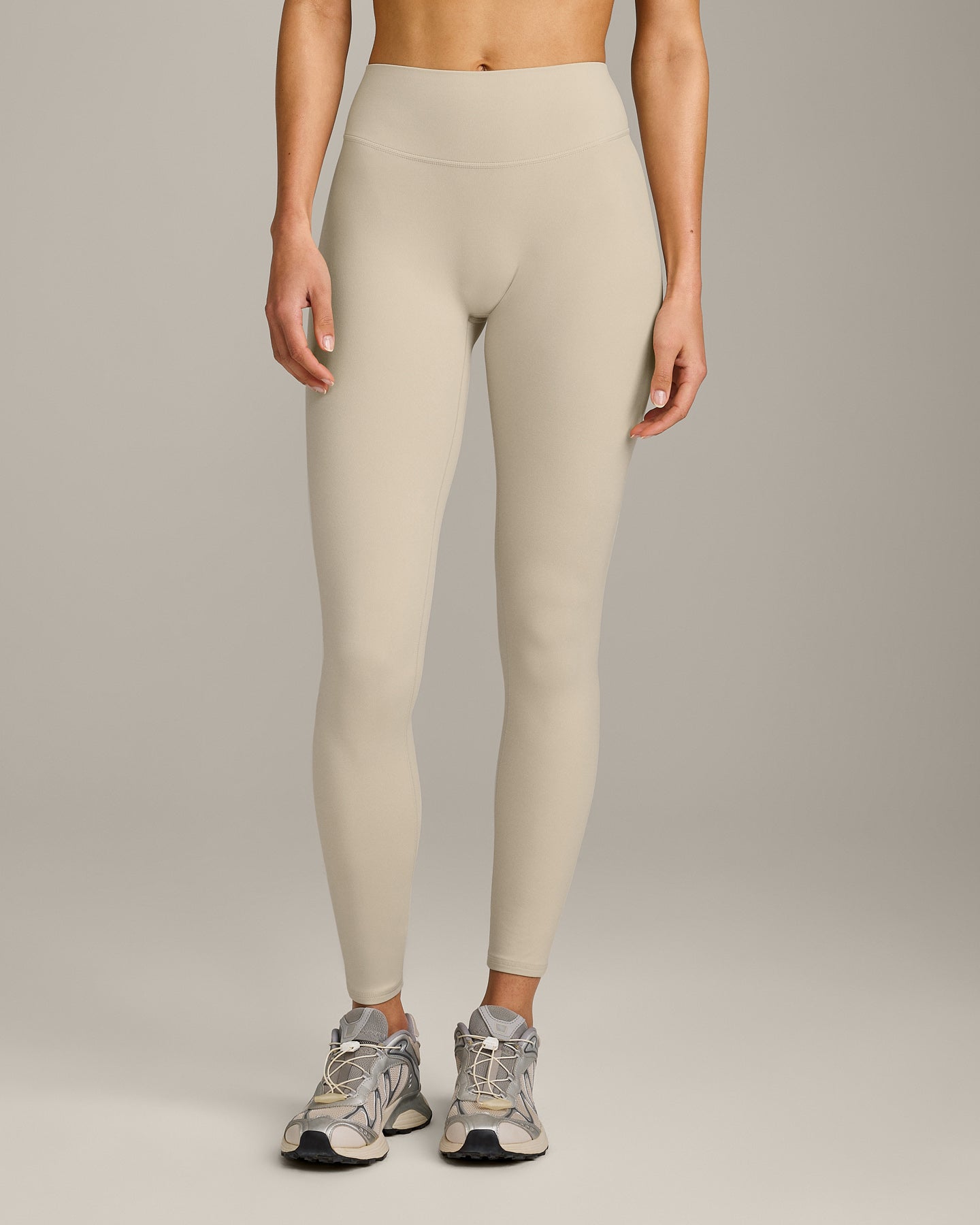 SoftMotion High Waisted Leggings with Grey Logo | Oatmeal - Image 5