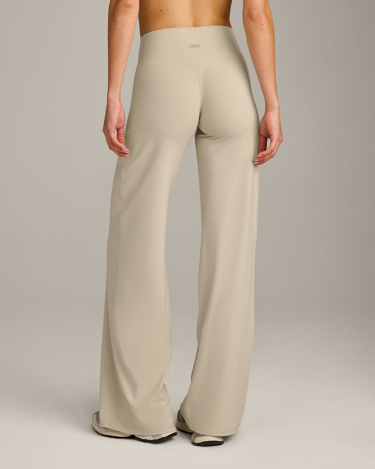 SoftMotion Straight Leg Bottoms with Grey Logo | Oatmeal