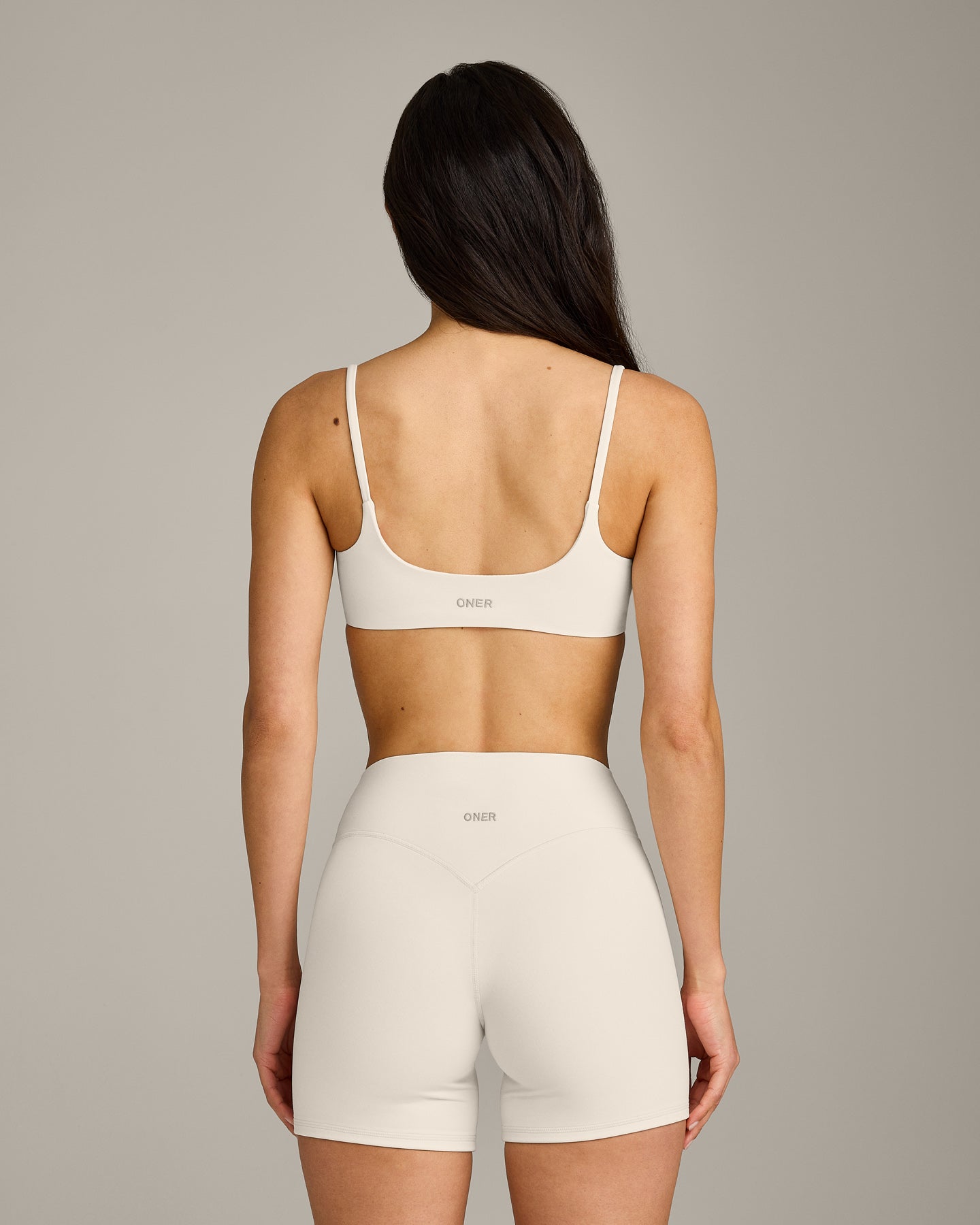 Alternative view of SoftMotion Strappy Sports Bra with Grey Logo | Marshmallow White