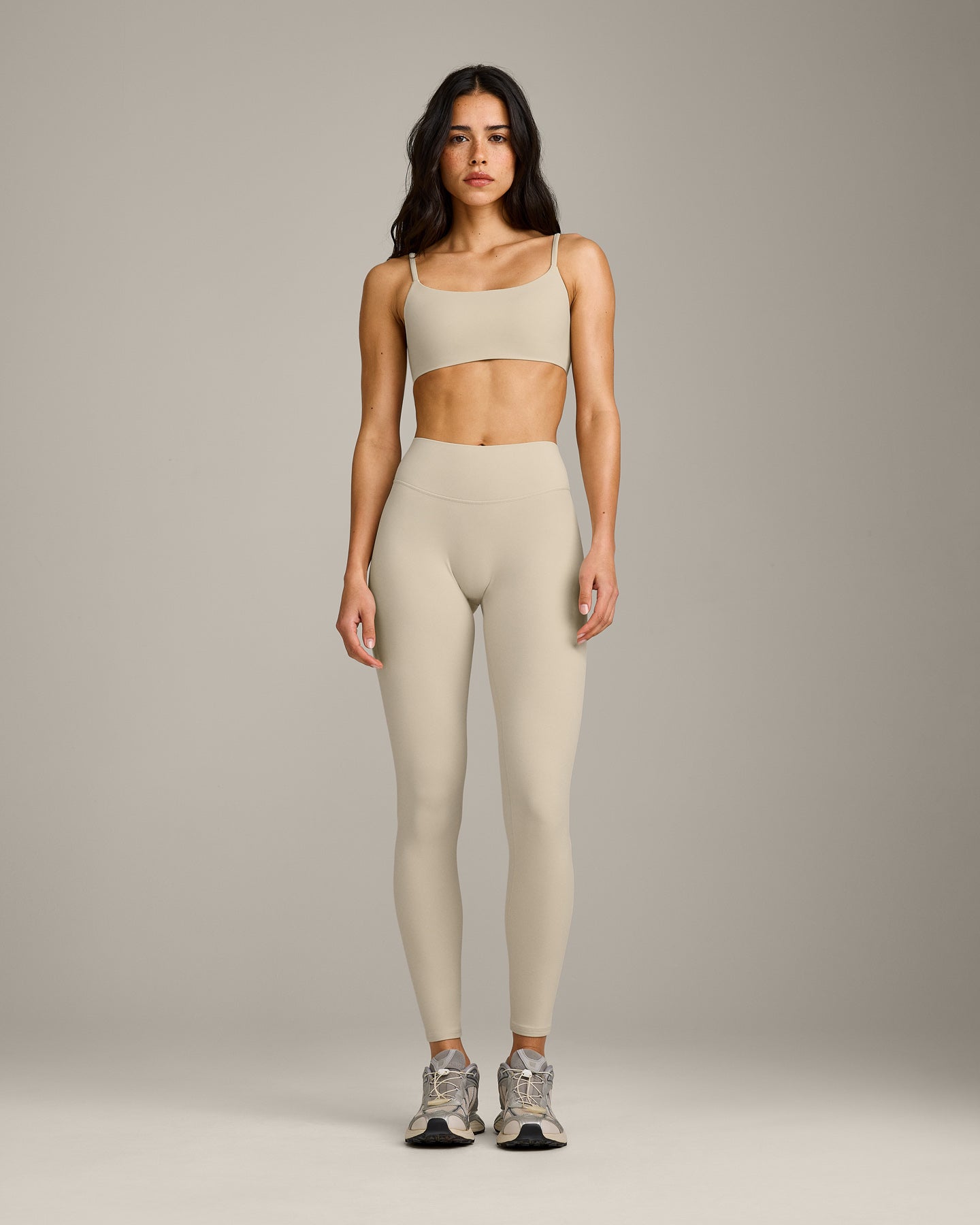 SoftMotion Strappy Sports Bra with Grey Logo | Oatmeal - Image 3