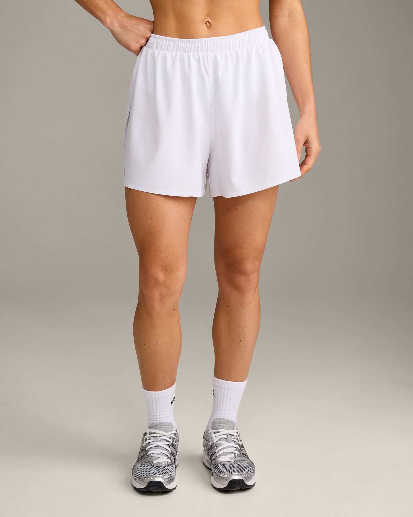 AirMove Lined Shorts 4" with Pocket and Reflective Logo | White