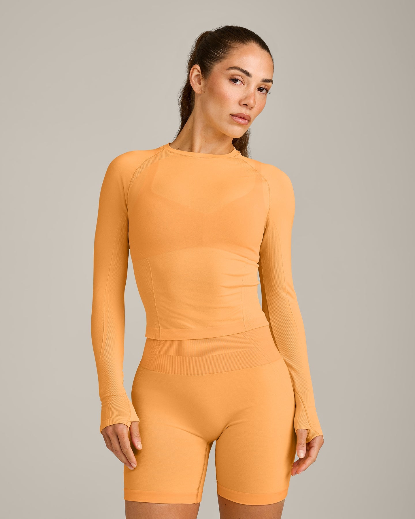 Oner Seamless Fitted Long Sleeve Top | Light Powdered Orange