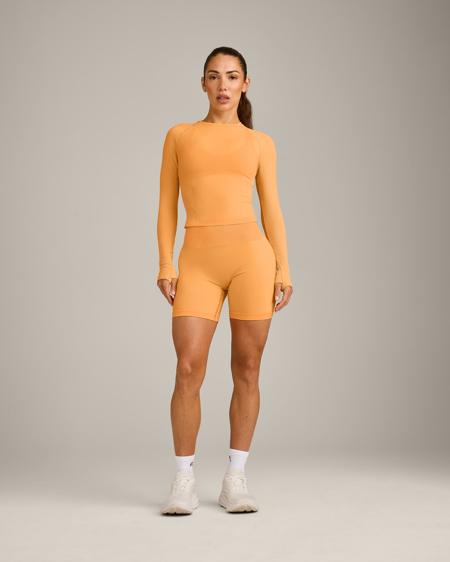 Oner Seamless Fitted Long Sleeve Top | Light Powdered Orange - Image 3