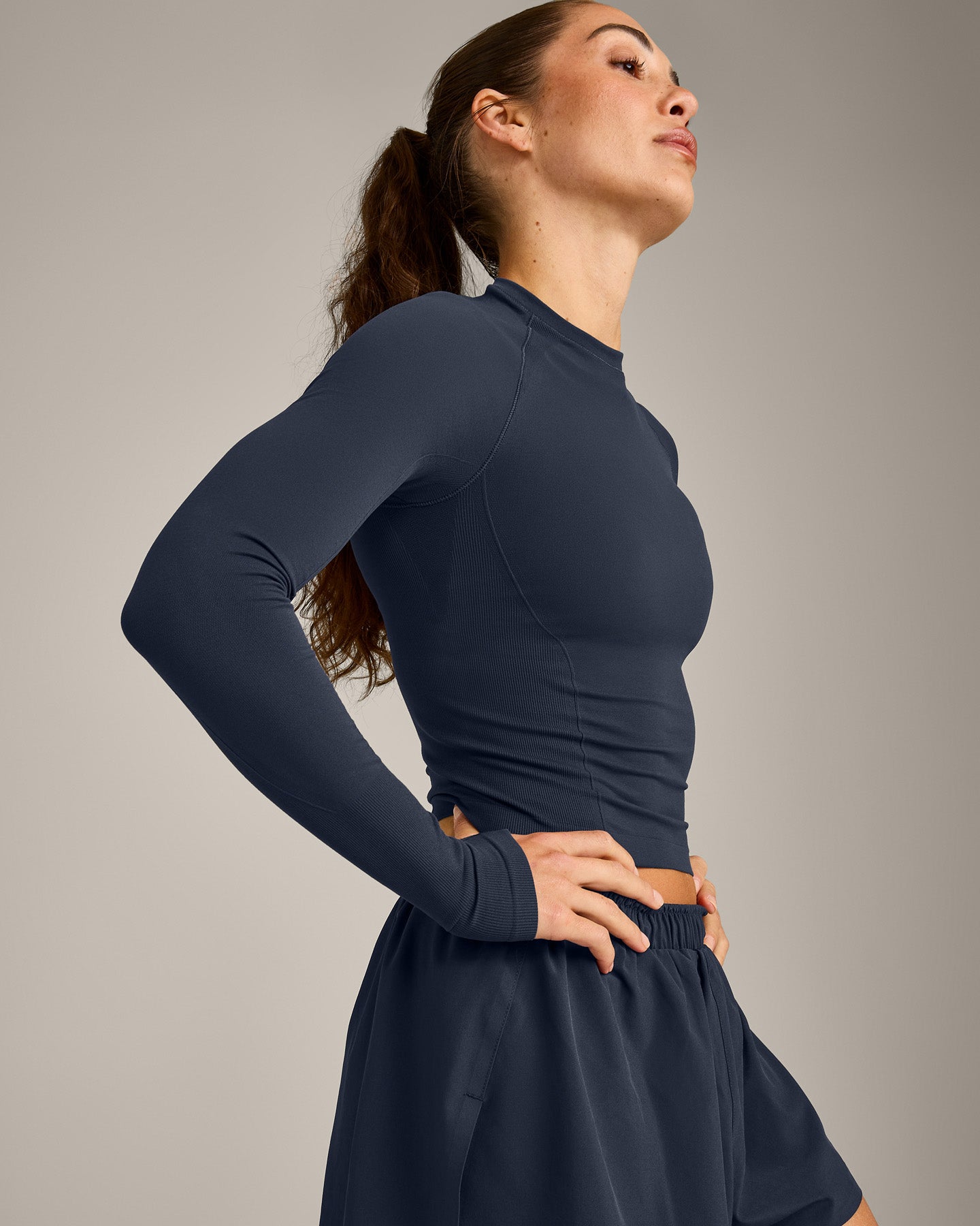 Oner Seamless Fitted Long Sleeve Top | Light True Blue - Image 4