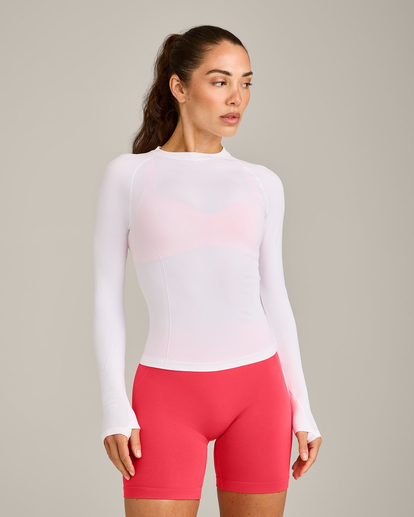 Oner Seamless Fitted Long Sleeve Top | White