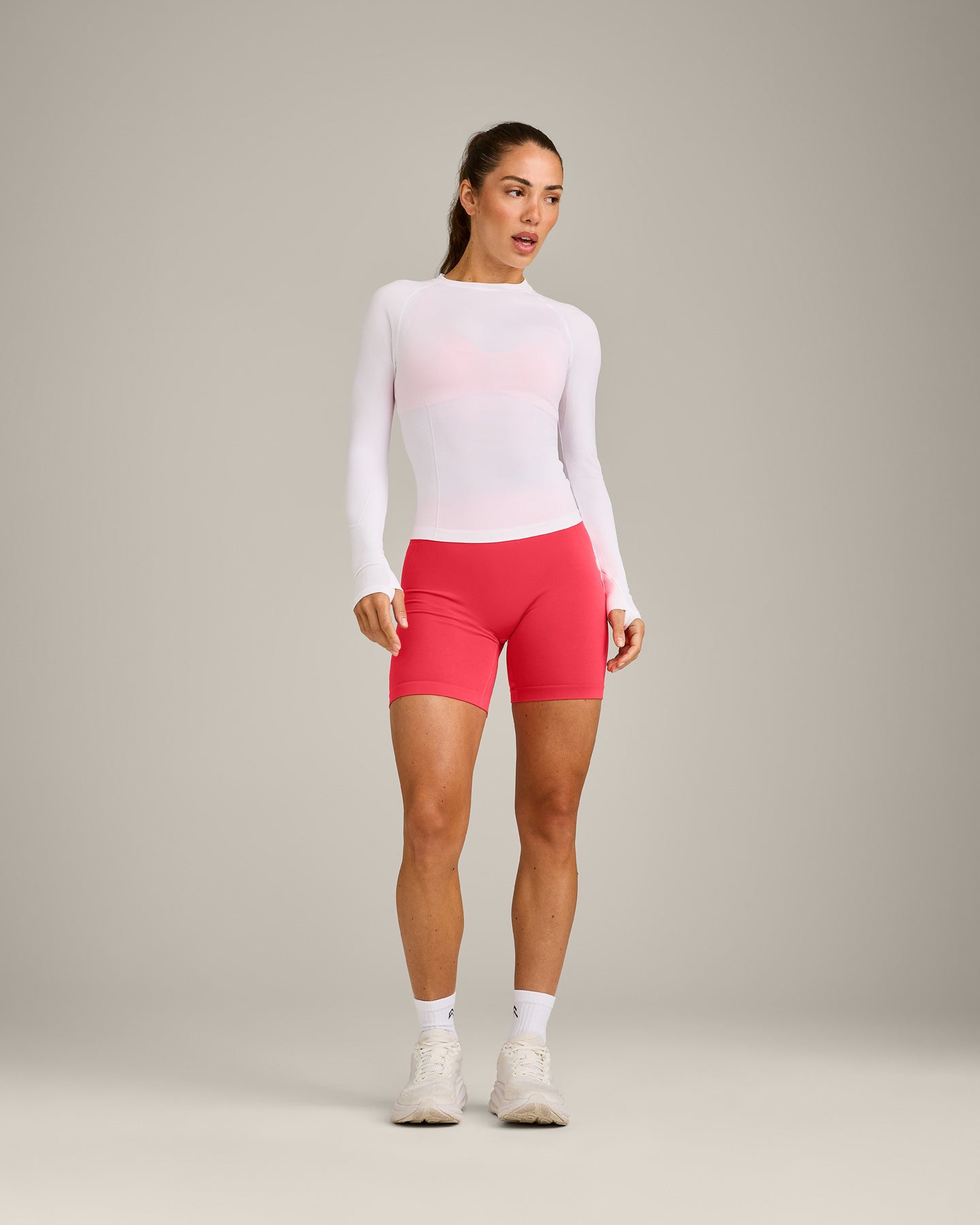 Oner Seamless Fitted Long Sleeve Top | White - Image 3