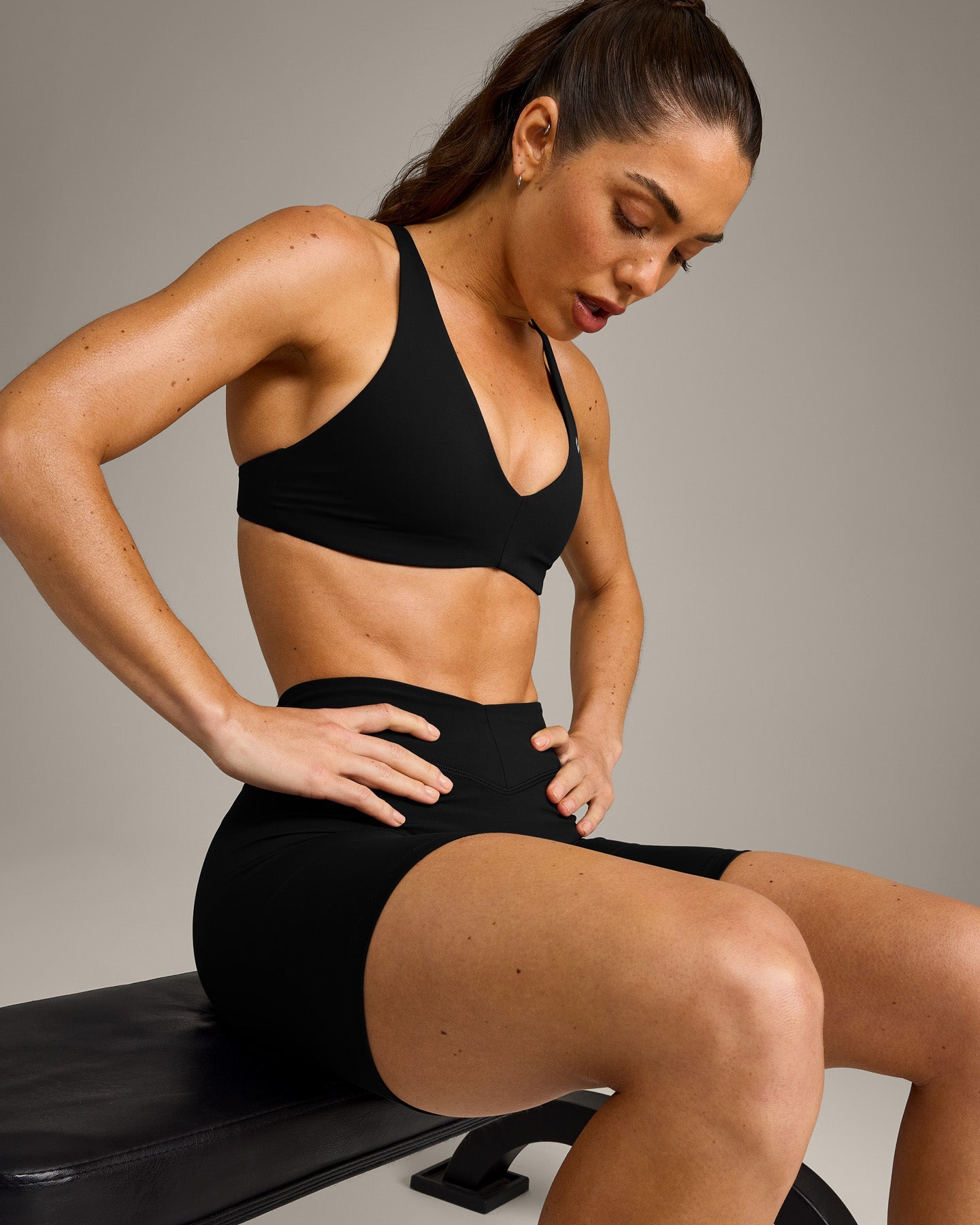 UnifiedMove Cross Back Sports Bra with Reflective Logo | Black - Image 5