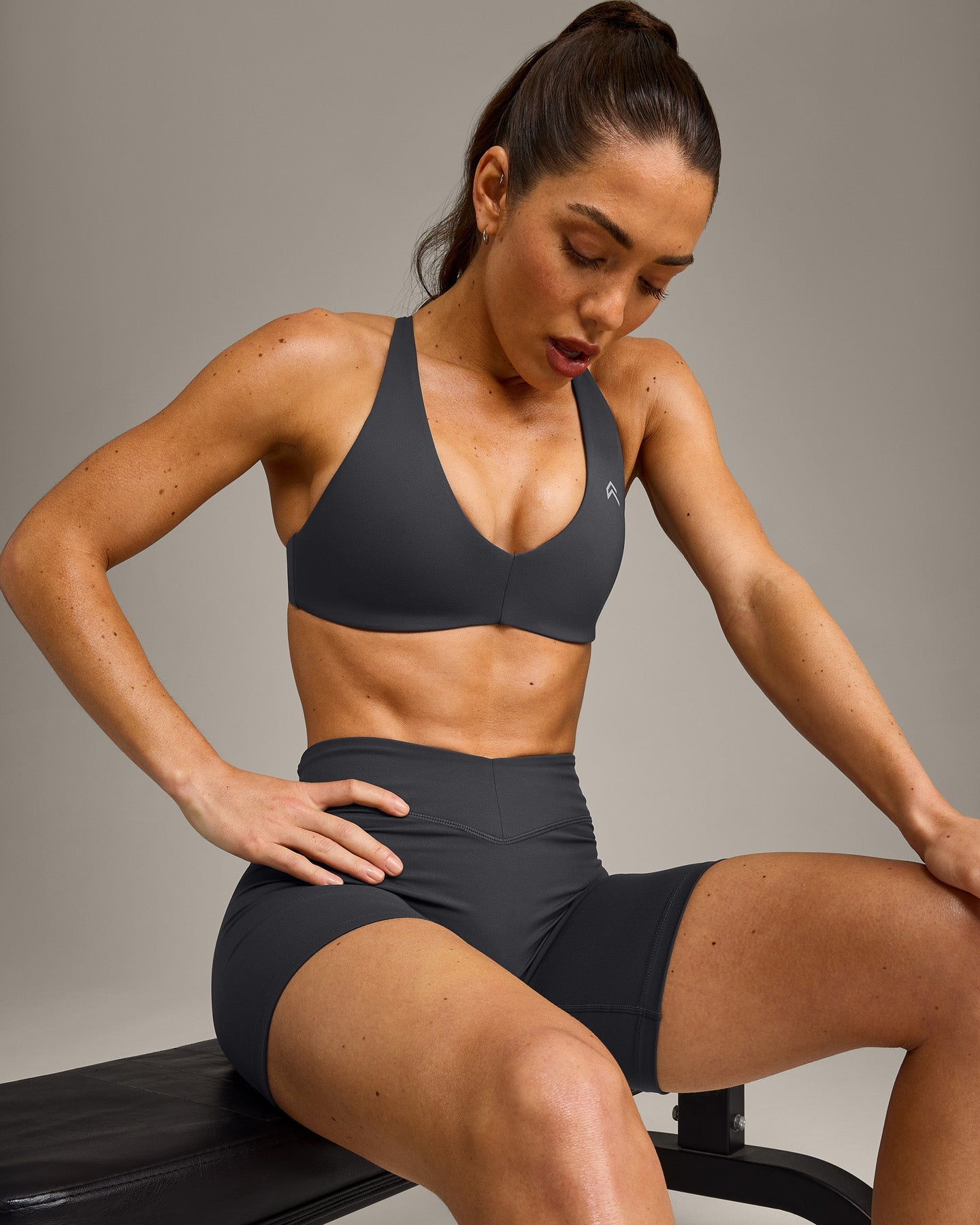 UnifiedMove Cross Back Sports Bra with Reflective Logo | Coal - Image 3