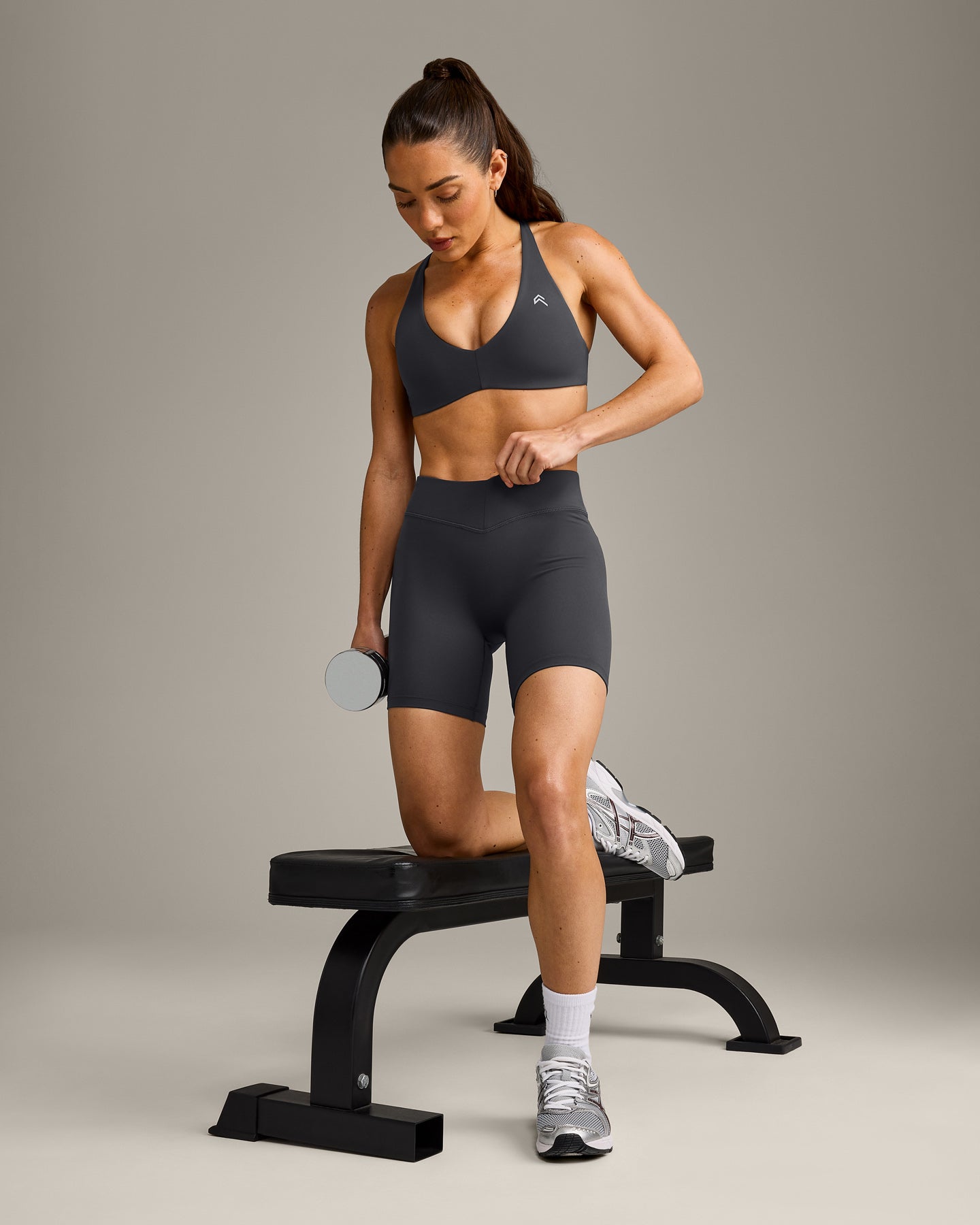 UnifiedMove Cross Back Sports Bra with Reflective Logo | Coal - Image 5