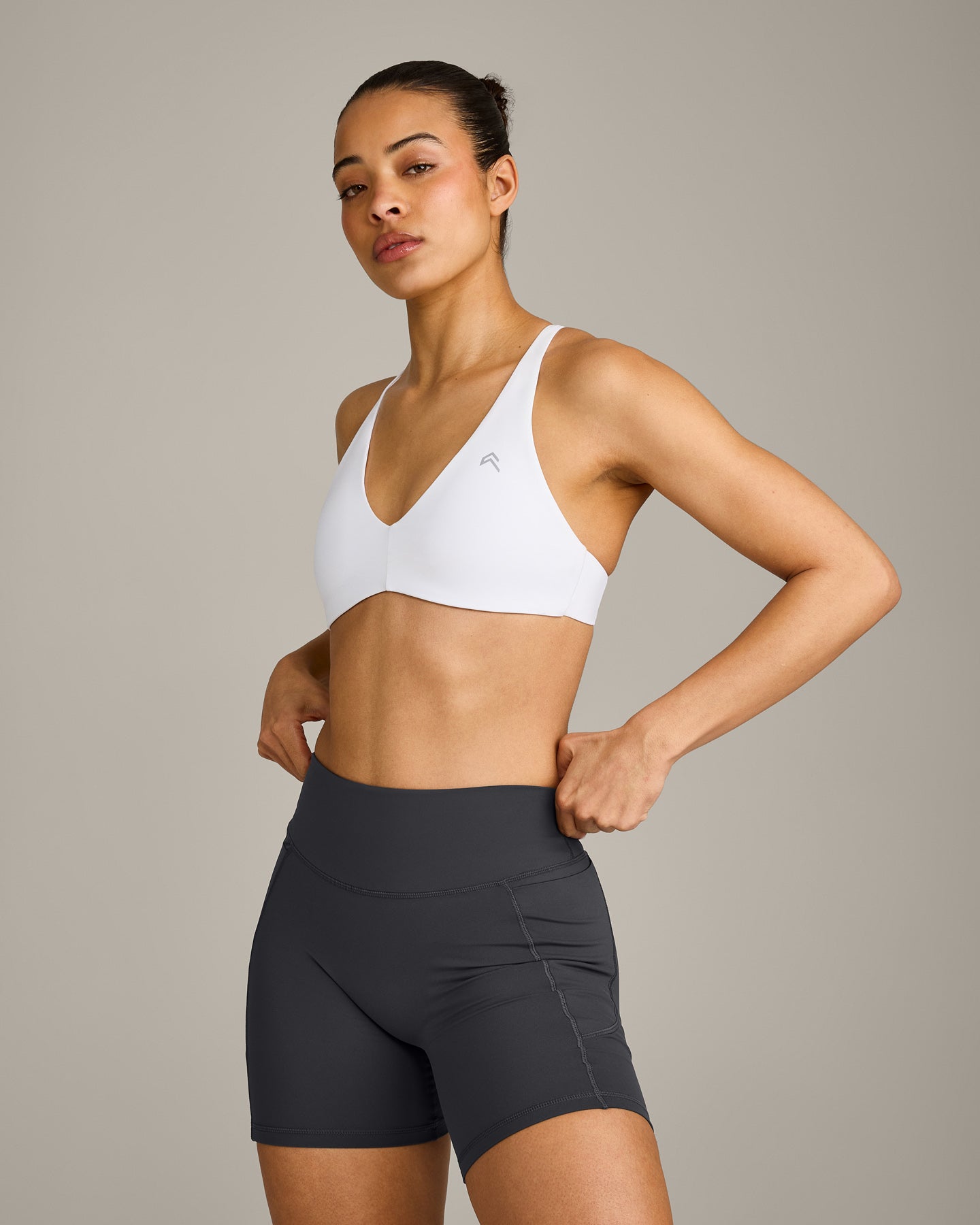 UnifiedMove Cross Back Sports Bra with Reflective Logo | White
