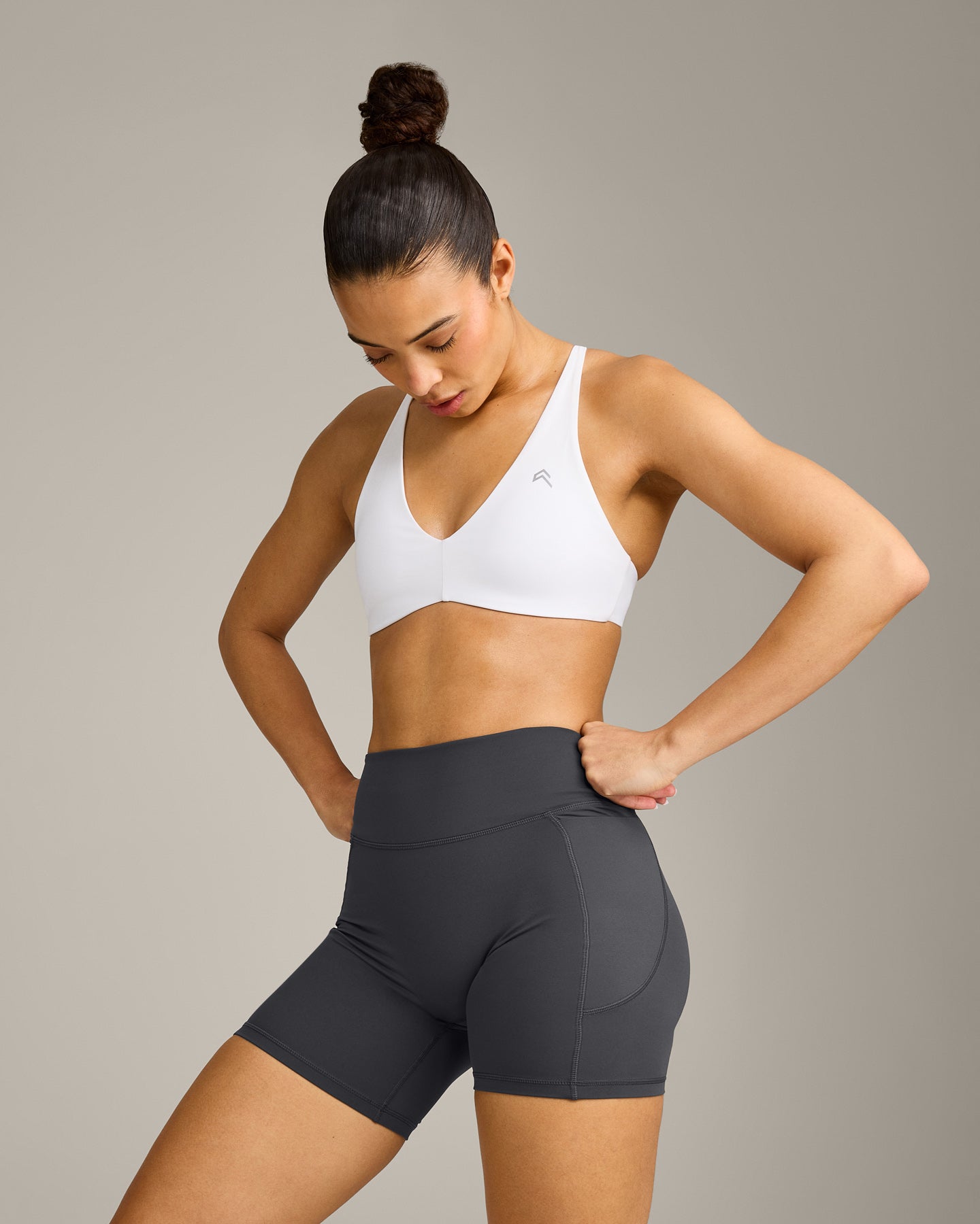 UnifiedMove Cross Back Sports Bra with Reflective Logo | White - Image 4