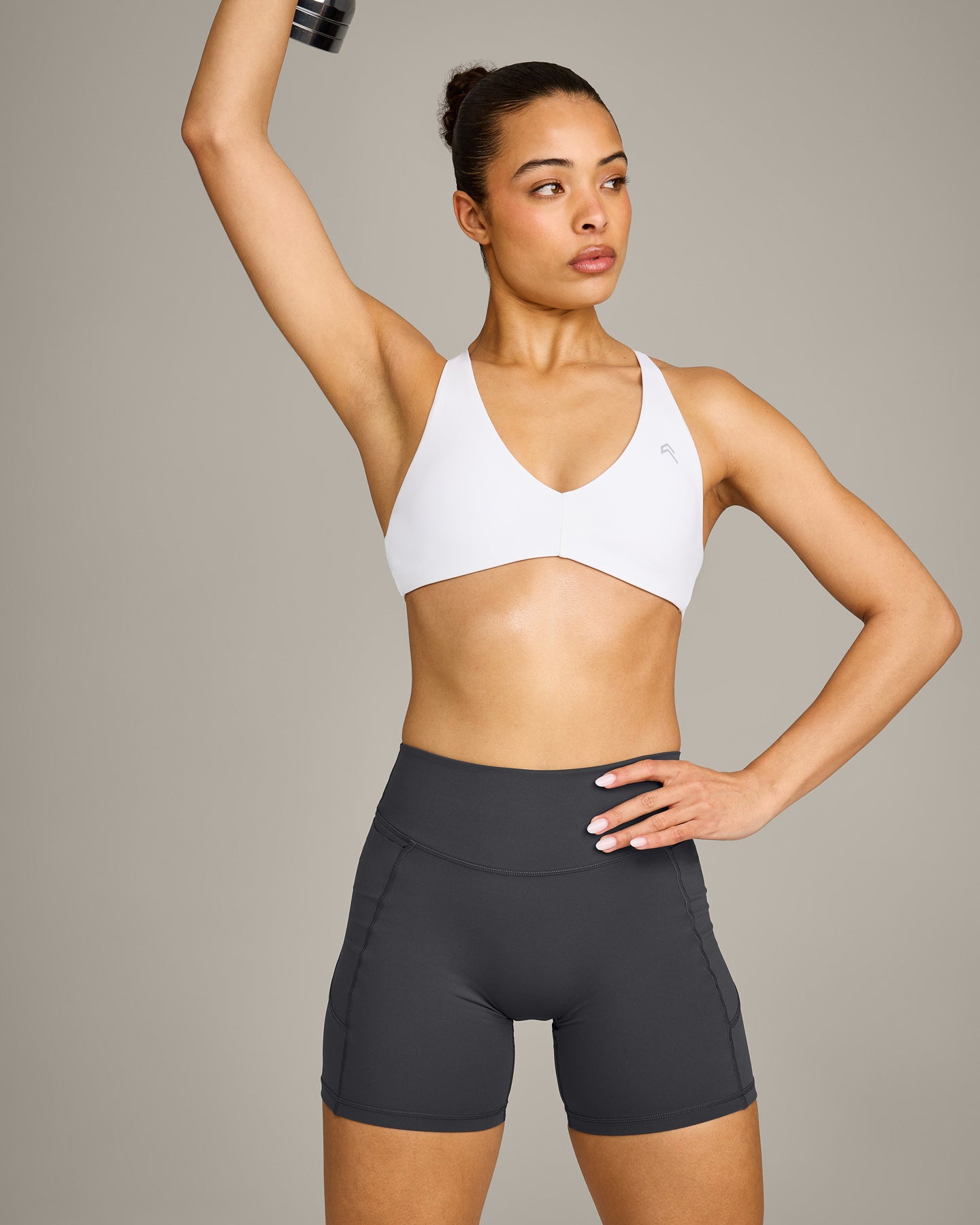 UnifiedMove Cross Back Sports Bra with Reflective Logo | White - Image 6