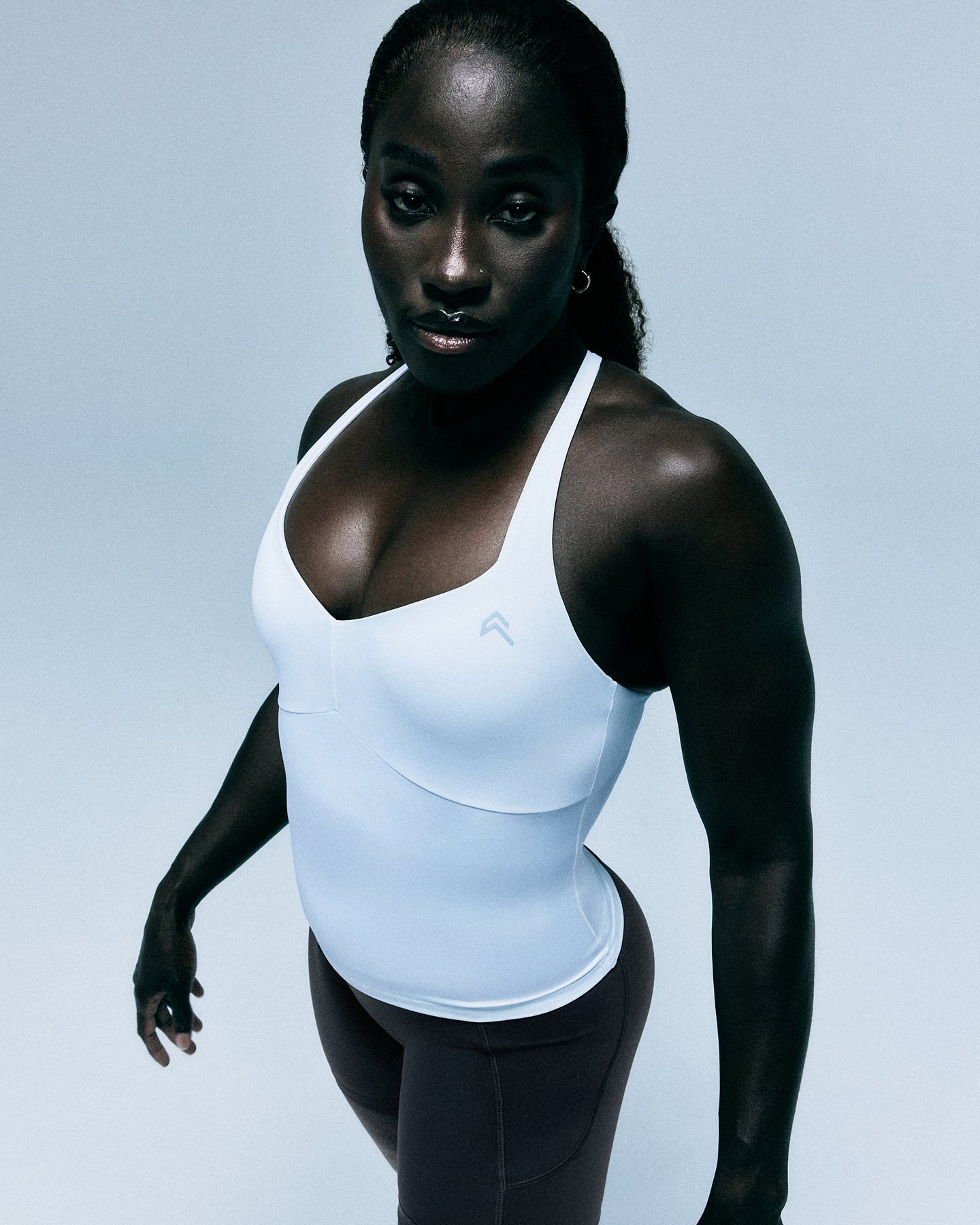 Alternative view of UnifiedMove T Back Mid Vest with Built in Bra Shelf with Reflective Logo | White