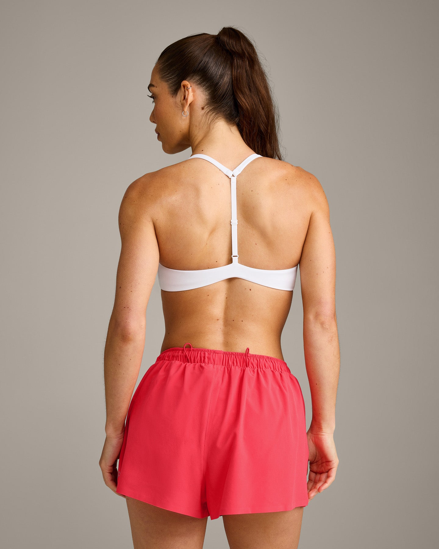 UnifiedMove T Back Minimal Bralette with Reflective Logo | White - Image 6