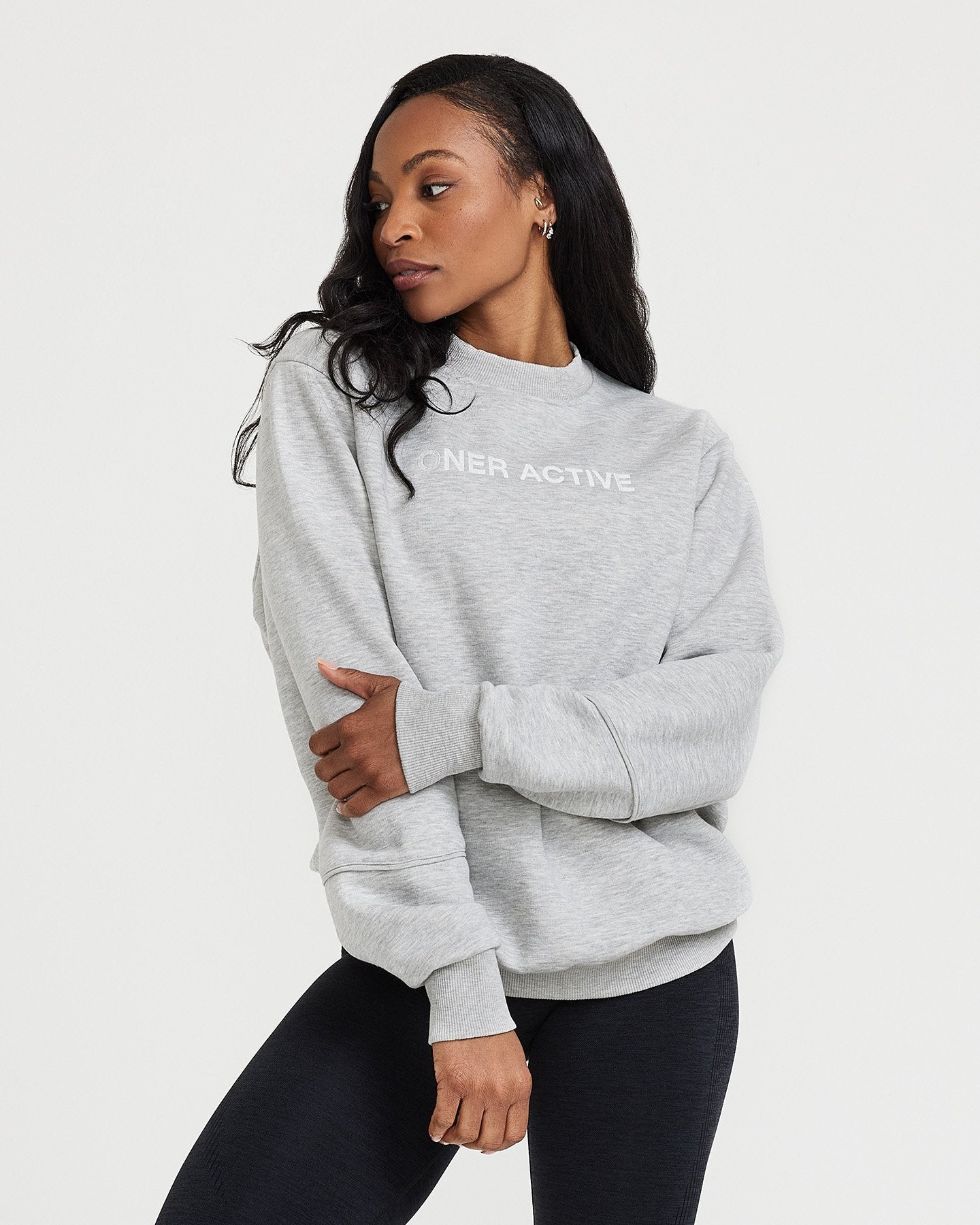 Alternative view of Classic Lounge Oversized Crew Neck | Silver Marl