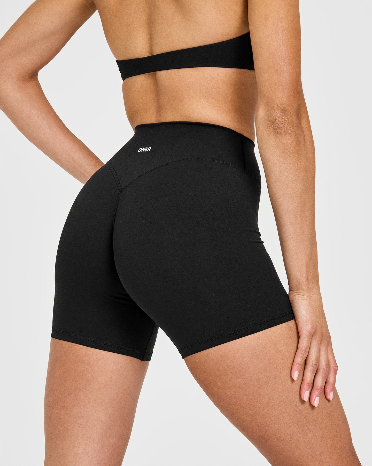 SoftMotion High Waisted Shorts 6" with White Logo | Black - Image 4