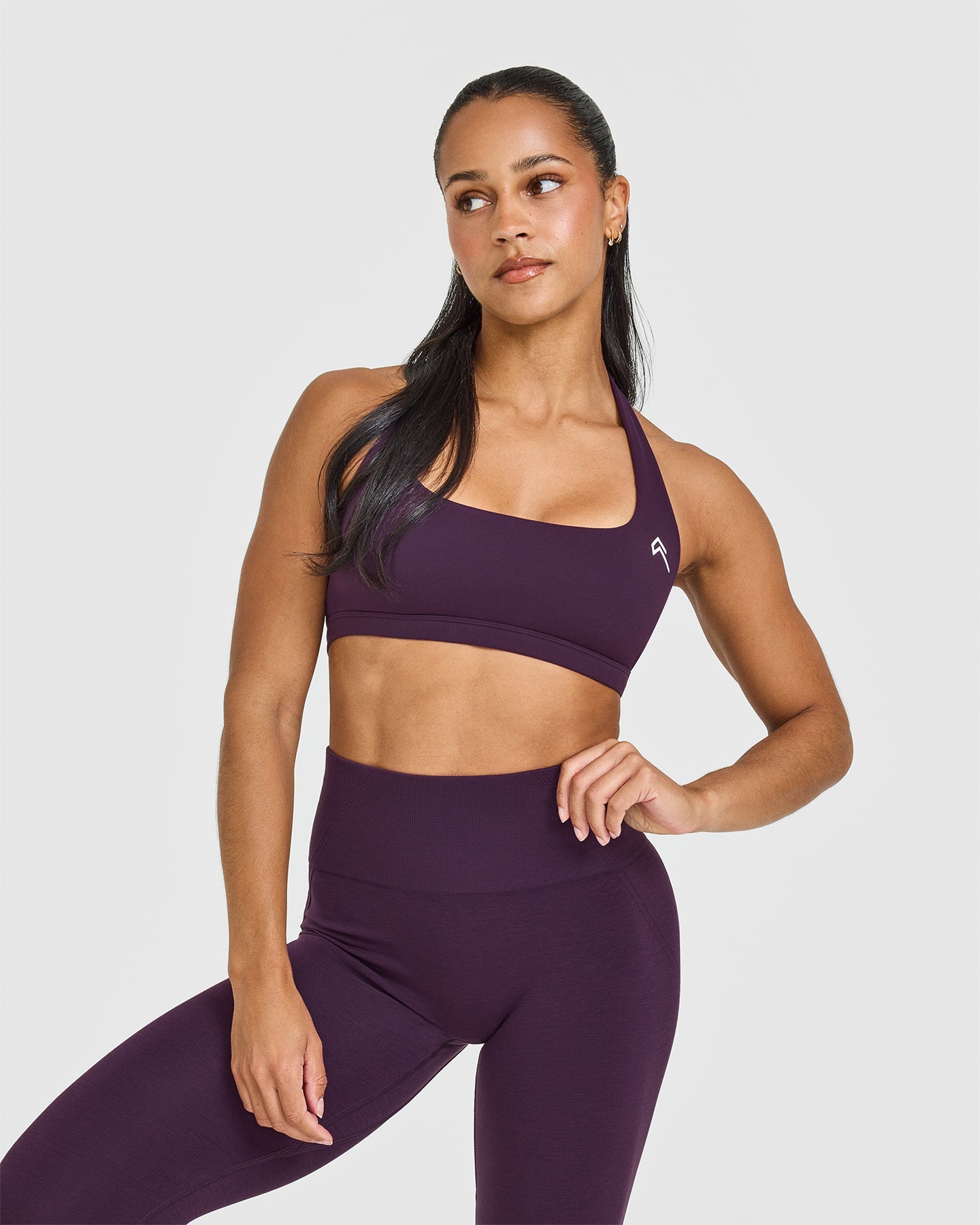 EasyLift Halter Bralette with White Logo | Blackberry Purple