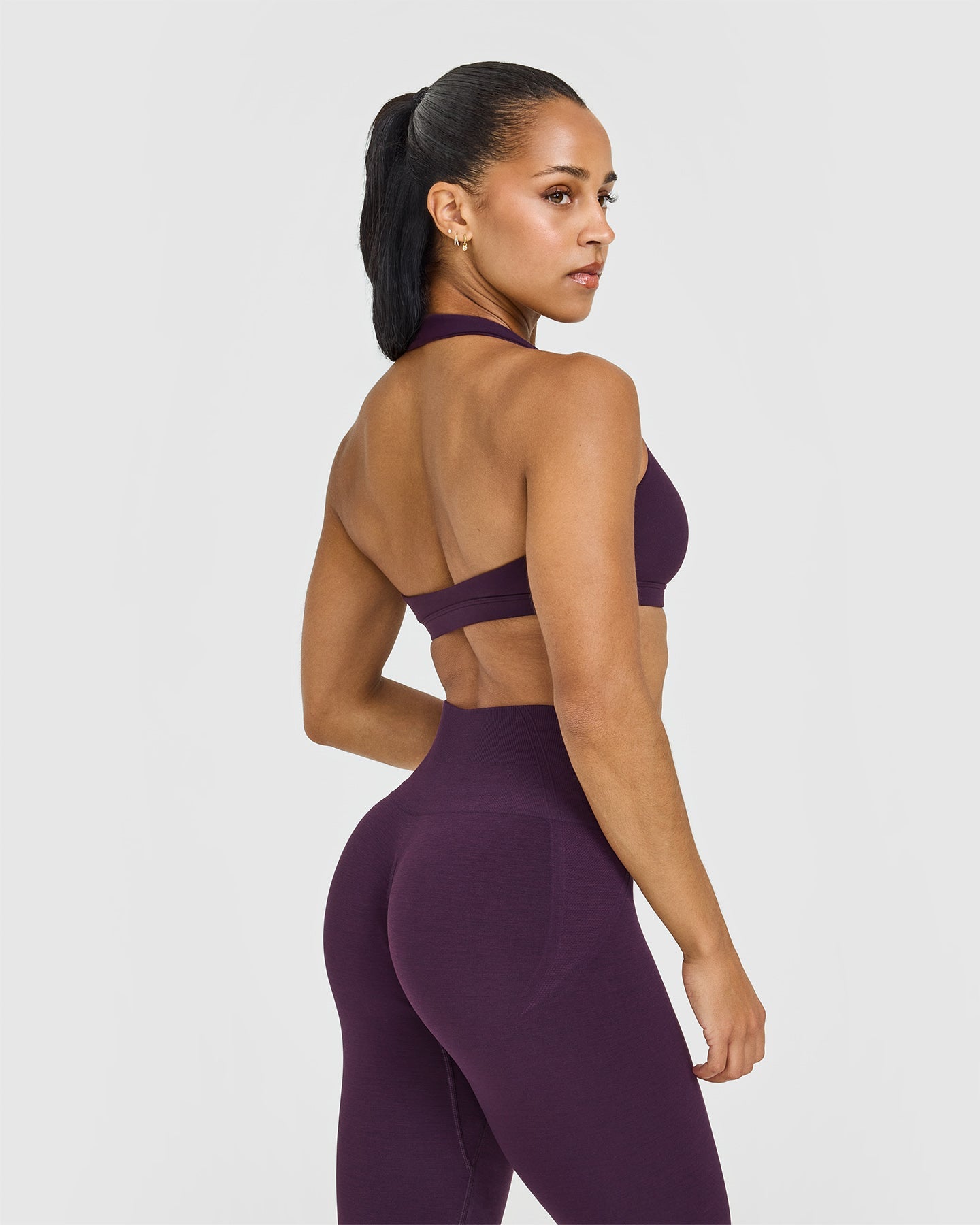 EasyLift Halter Bralette with White Logo | Blackberry Purple - Image 4