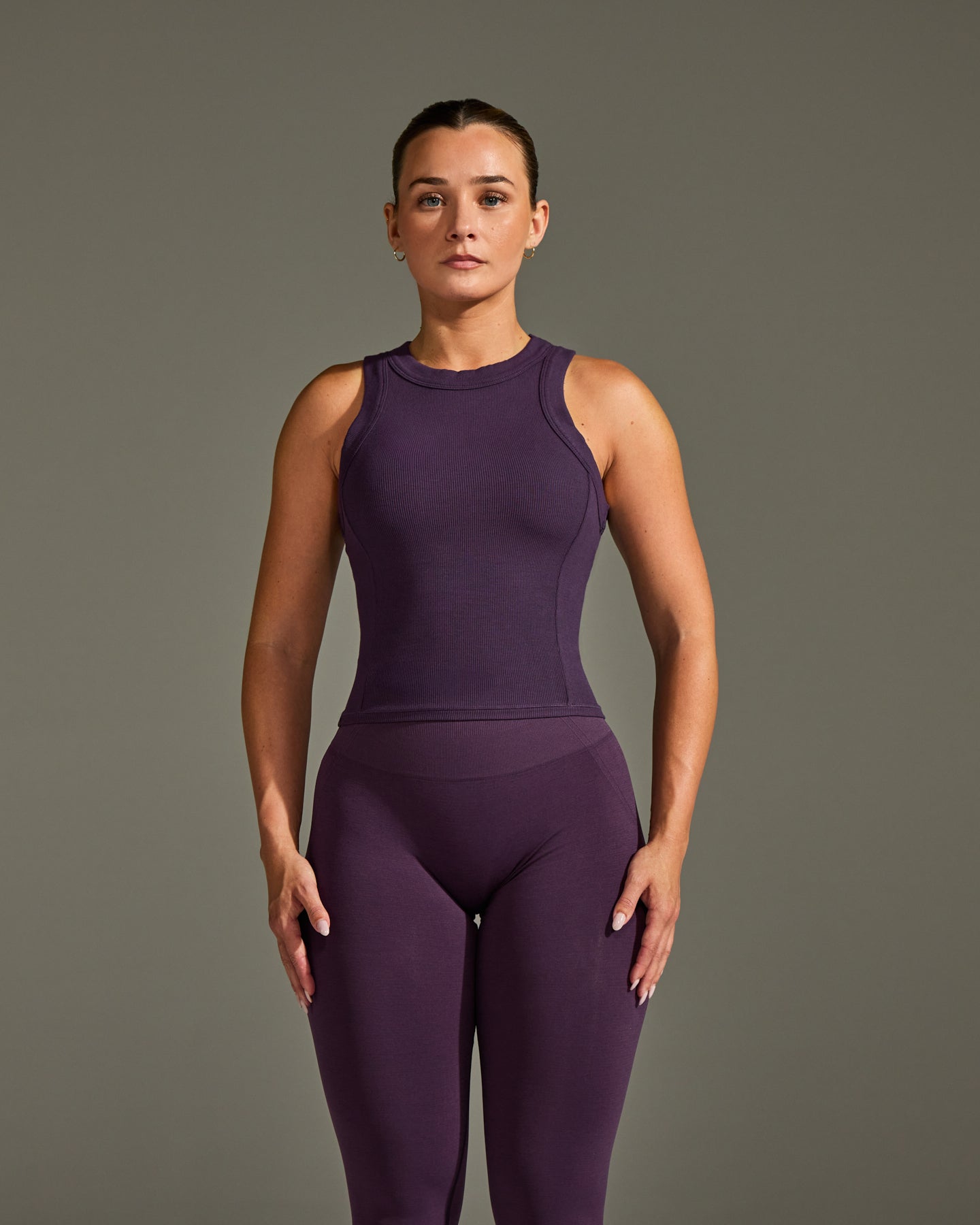 Alternative view of Mellow Rib High Neck Mid Tank Top | Blackberry Purple
