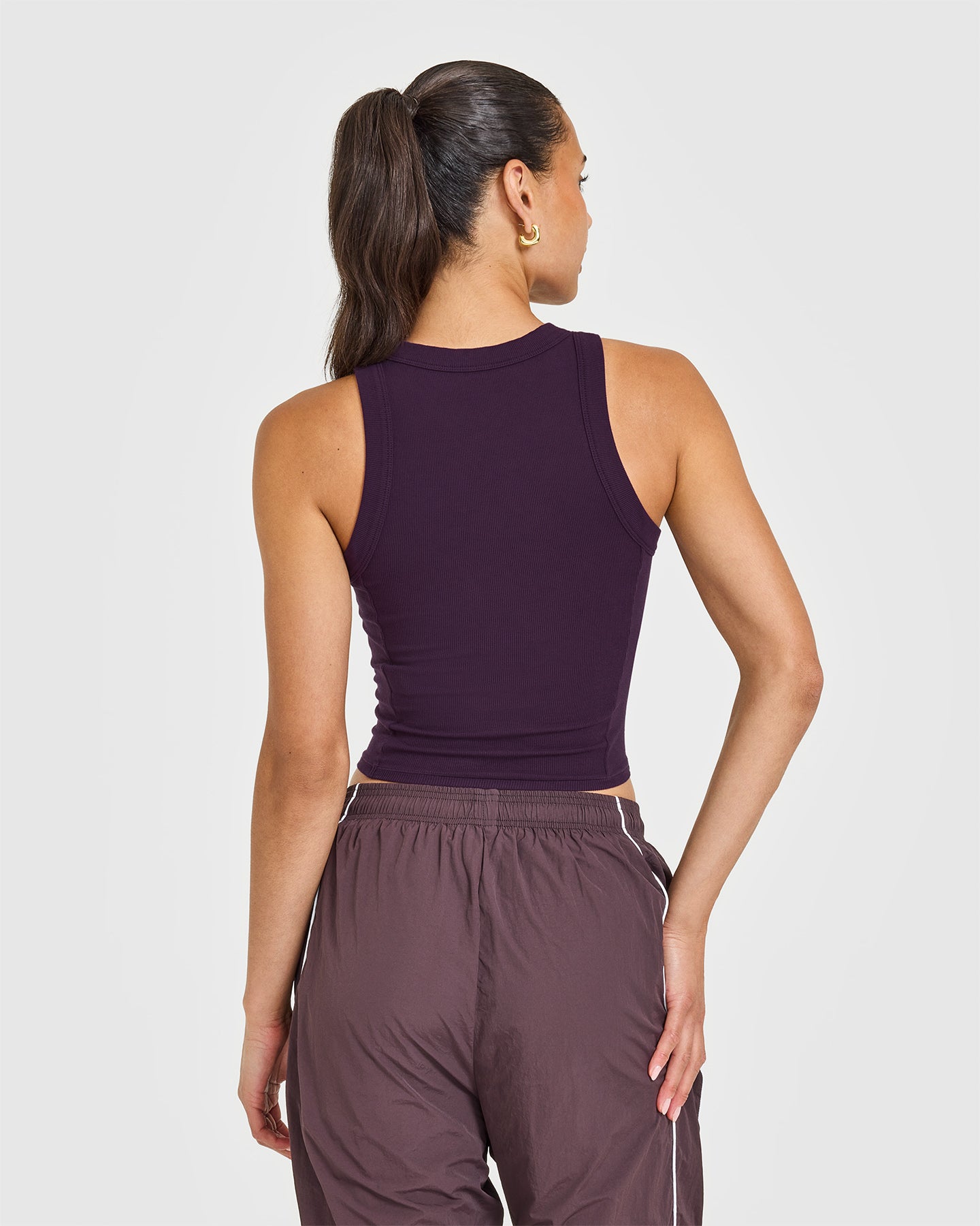 Mellow Rib High Neck Mid Tank Top | Blackberry Purple - Image 6