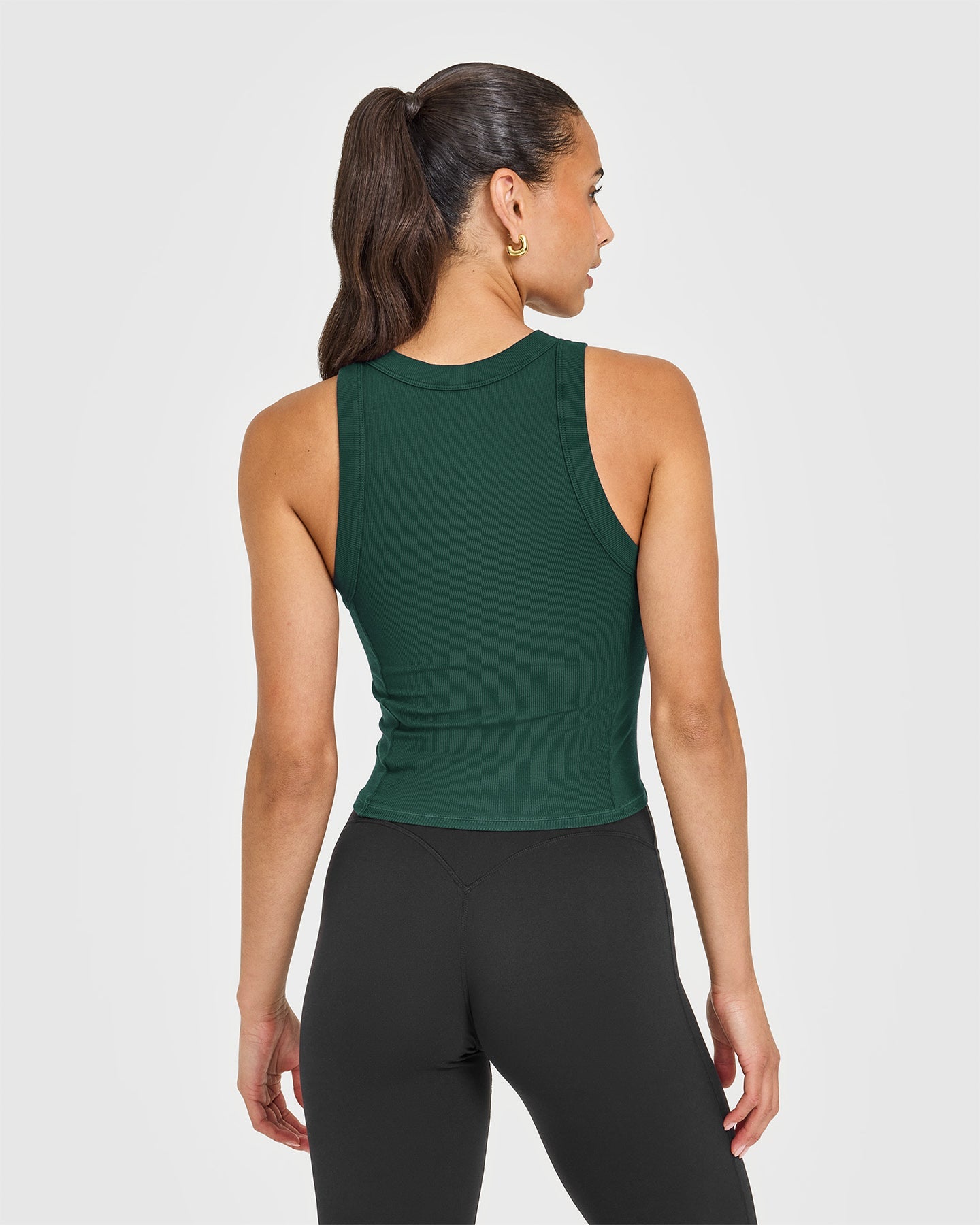 Alternative view of Mellow Rib High Neck Mid Tank Top | Racing Green