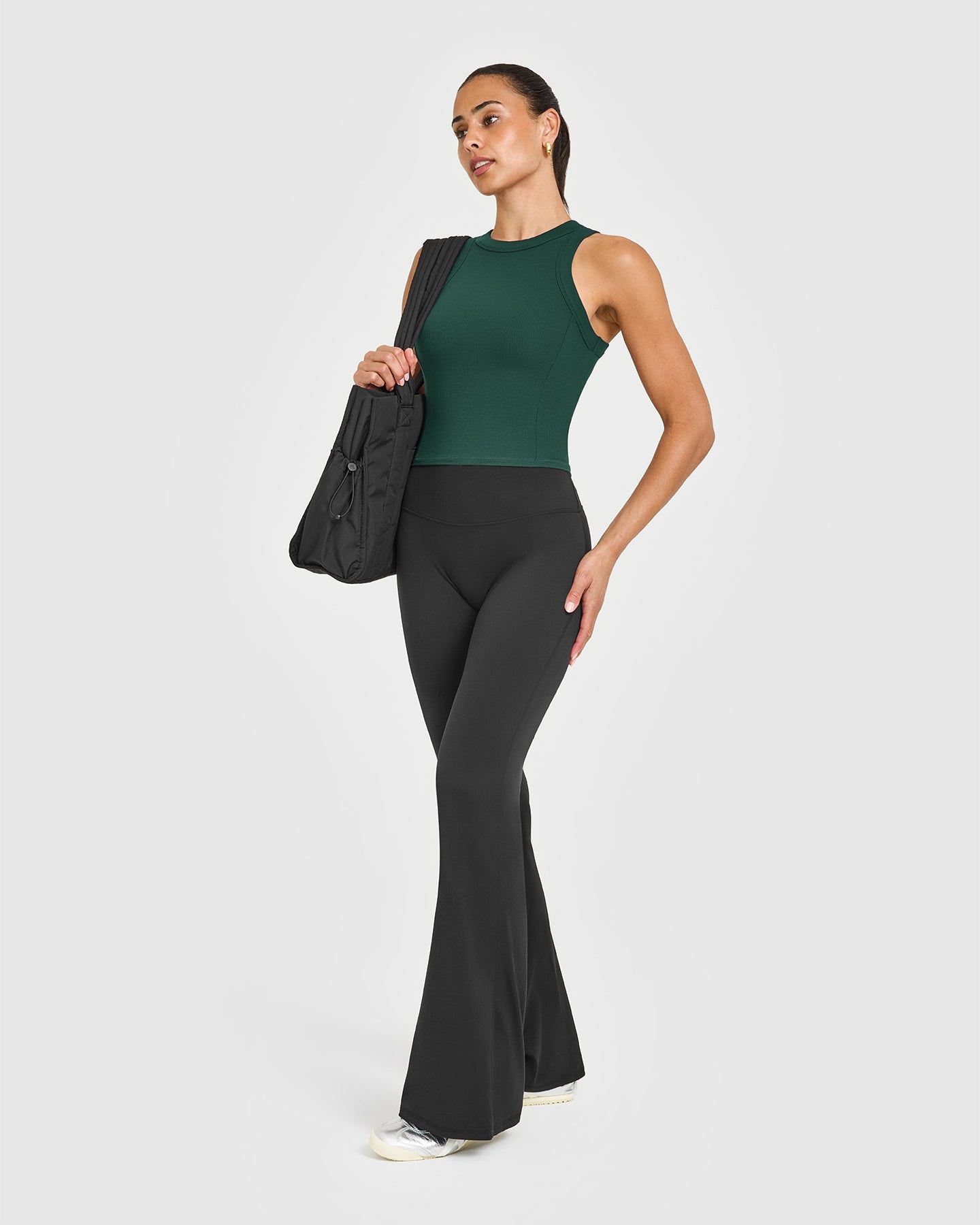 Mellow Rib High Neck Mid Tank Top | Racing Green - Image 3