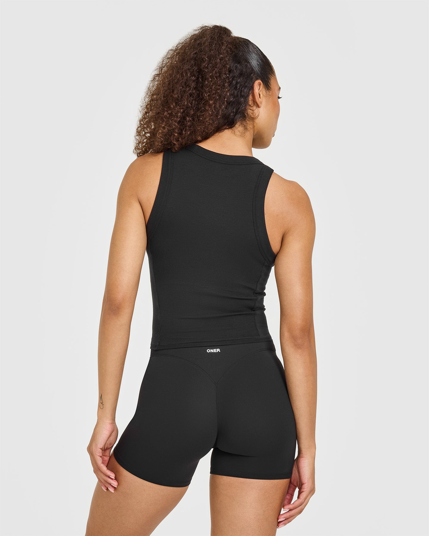 Alternative view of Mellow Rib High Neck Mid Tank Top | Black