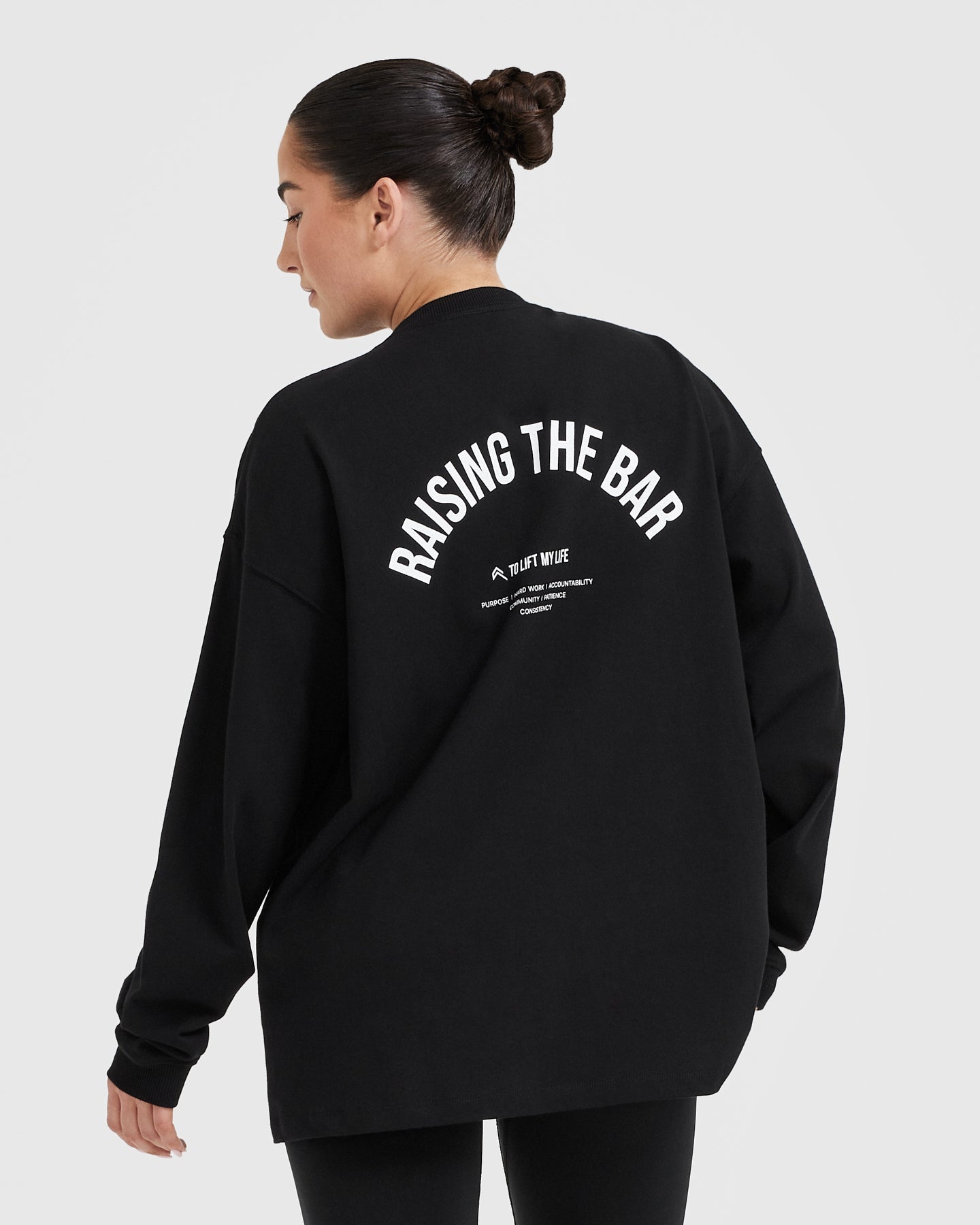 Alternative view of Raising The Bar Graphic Unisex Long Sleeve Top | Black