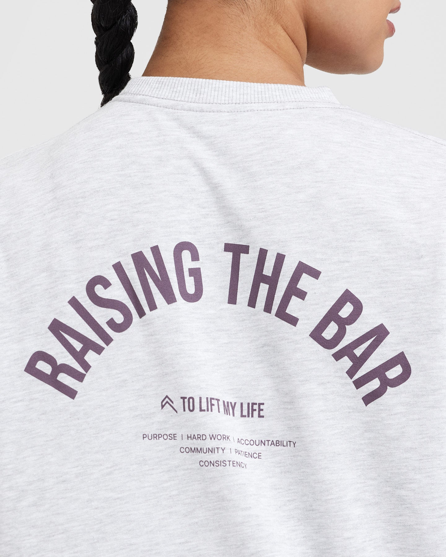 Raising The Bar Graphic Unisex Long Sleeve Top | Light Grey Marl - Image 5