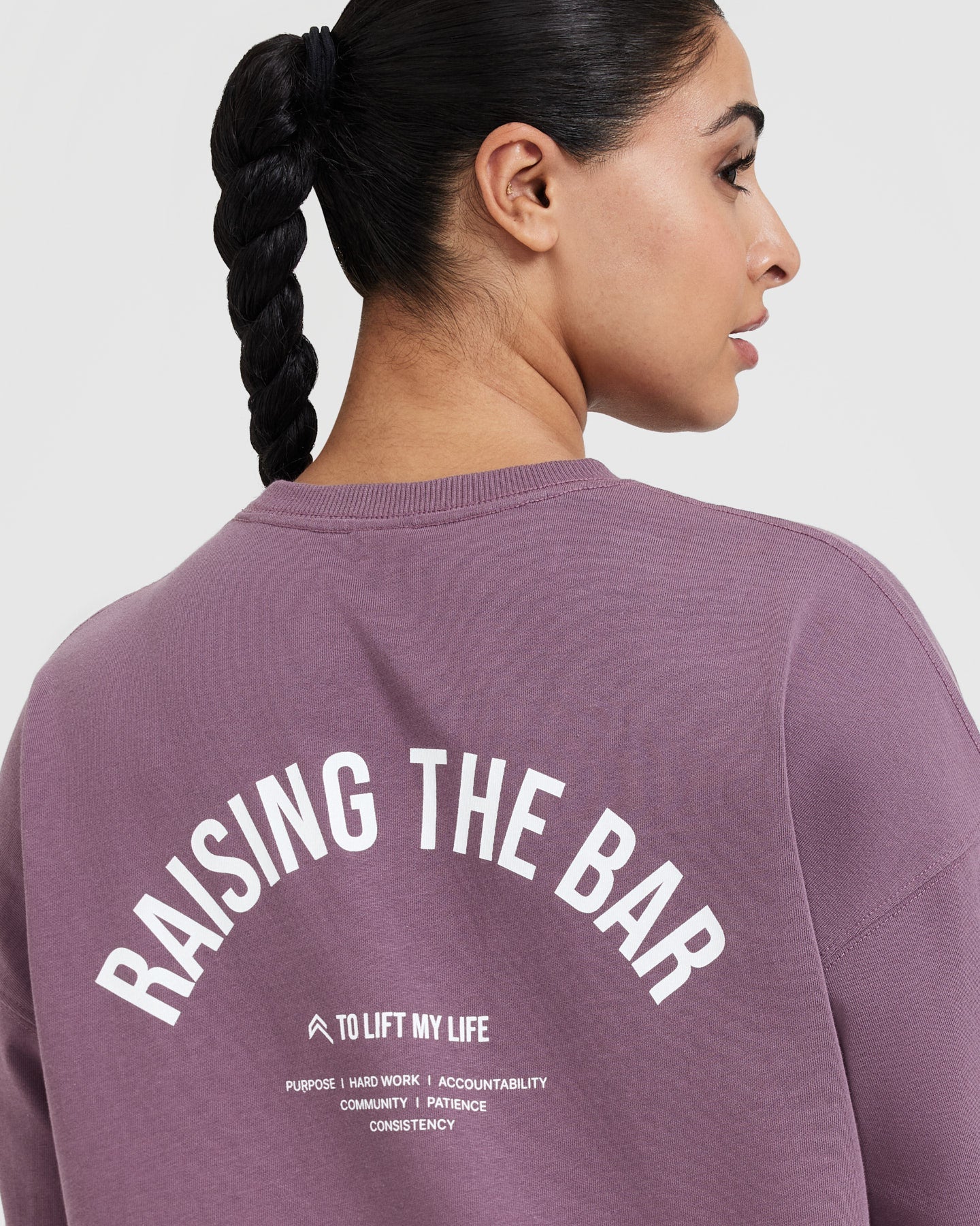Raising The Bar Graphic Unisex Long Sleeve Top | Vintage Purple - Image 5