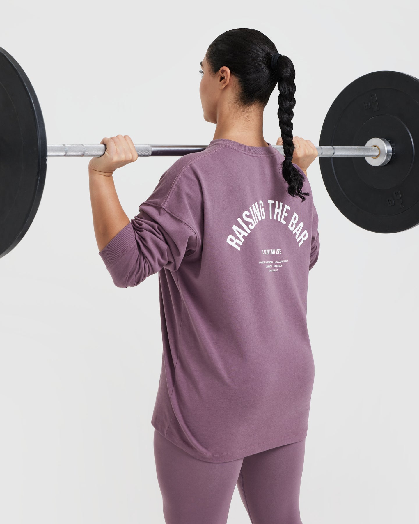 Raising The Bar Graphic Unisex Long Sleeve Top | Vintage Purple - Image 6