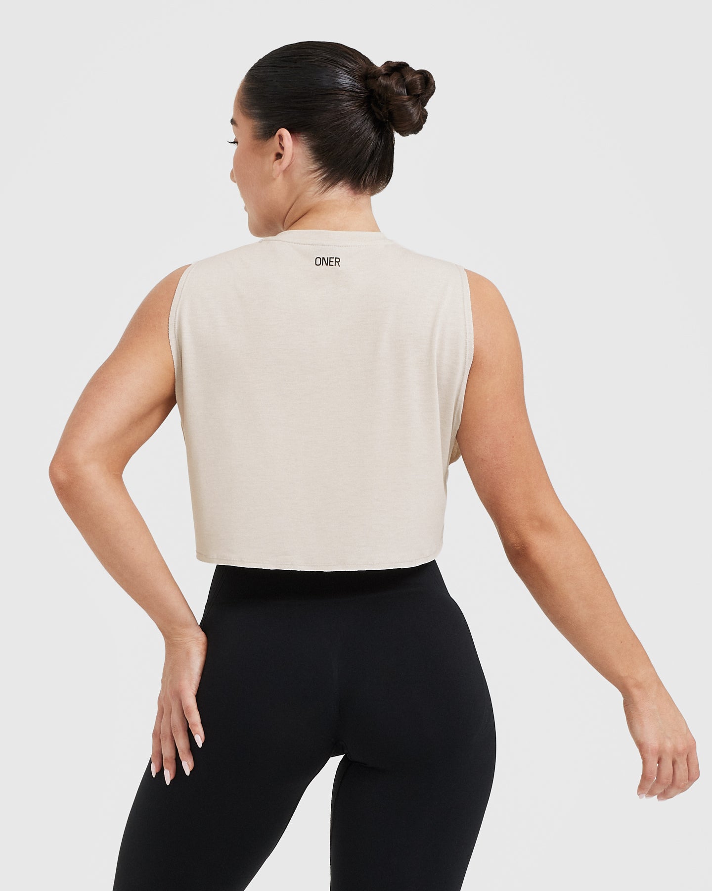 Alternative view of Raising The Bar Graphic Muscle Crop Vest | Sand