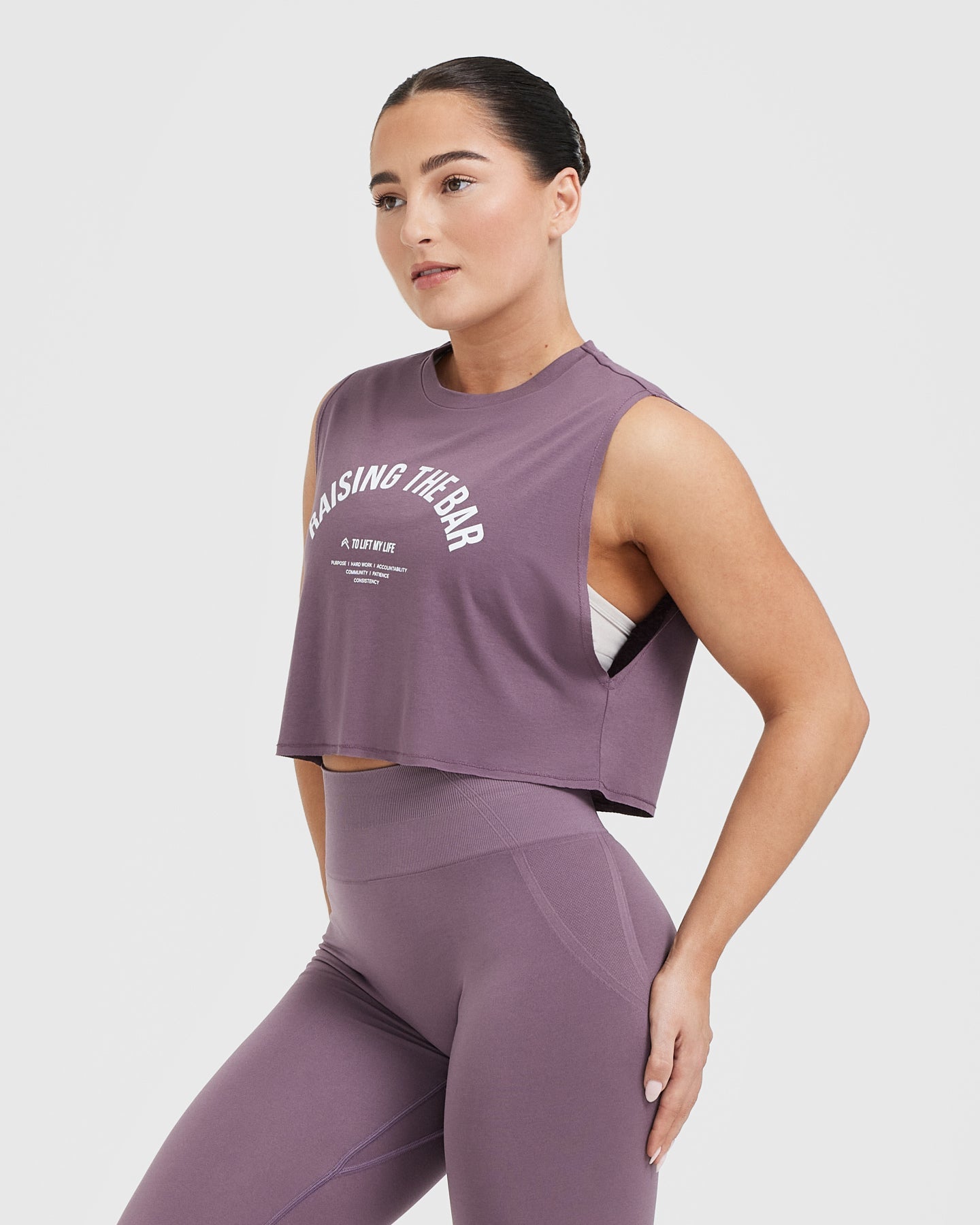 Raising The Bar Graphic Muscle Crop Vest | Vintage Purple - Image 3