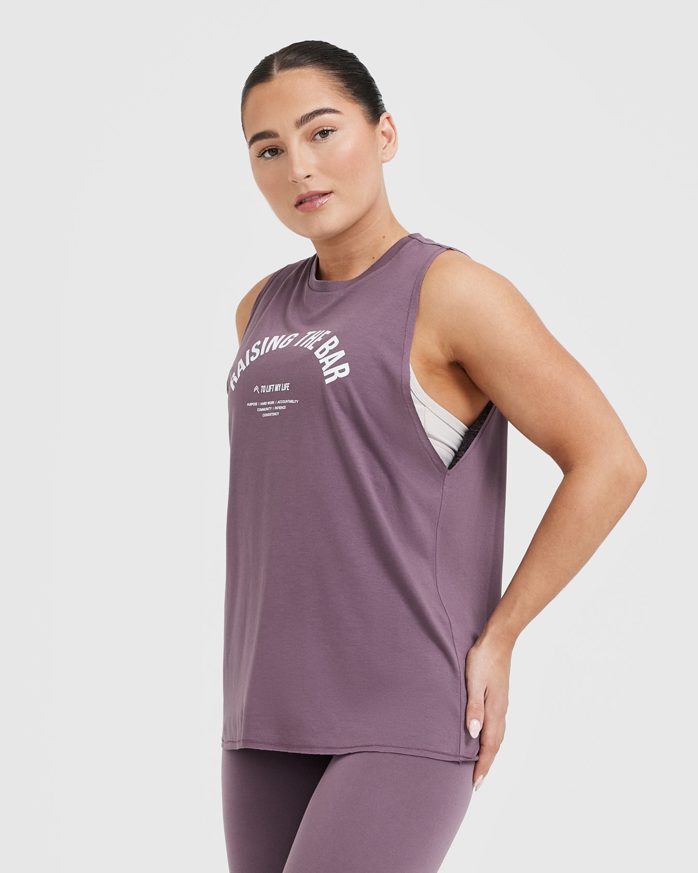 Raising The Bar Graphic Unisex Muscle Vest | Vintage Purple - Image 3