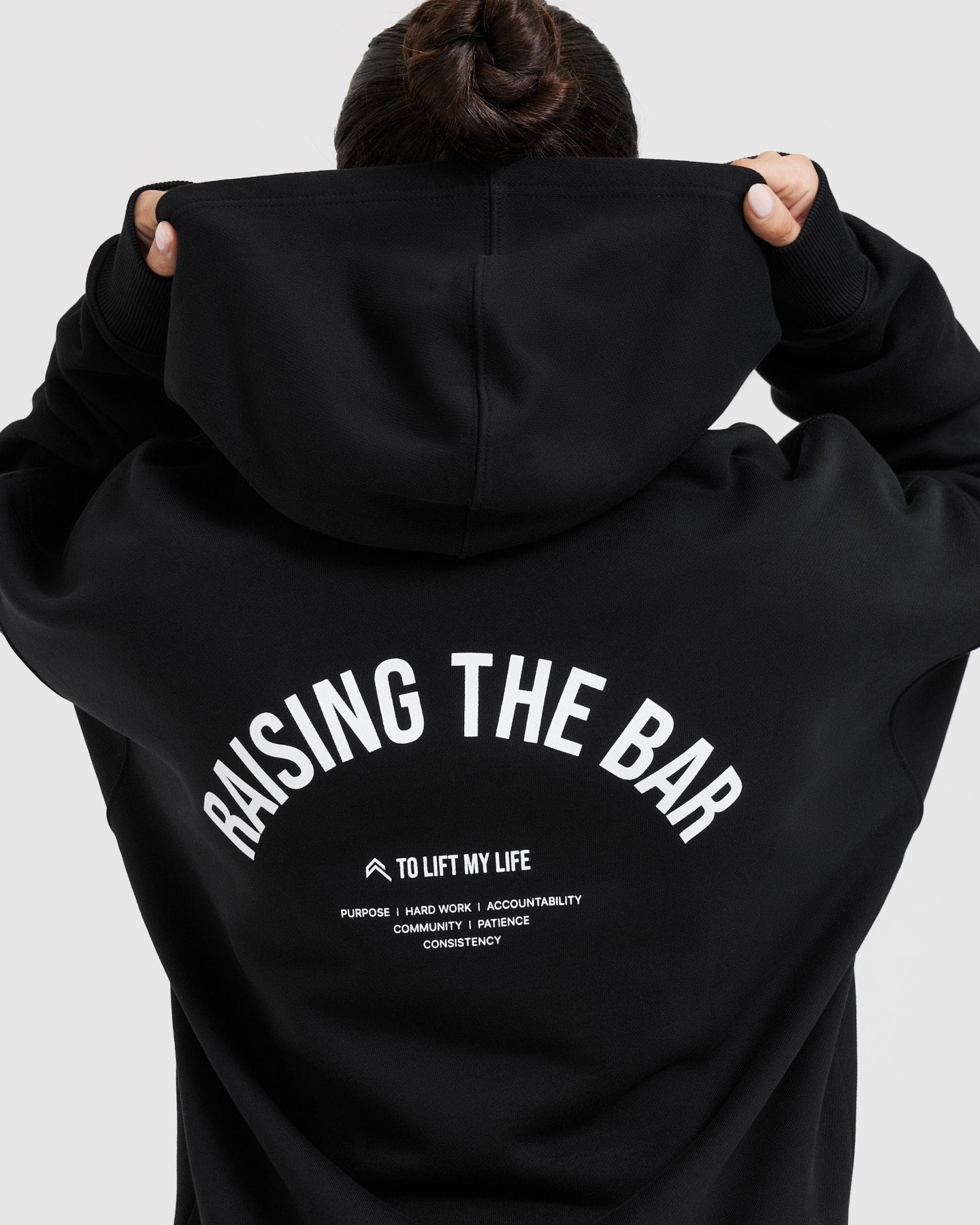 Raising the Bar Graphic Unisex Oversized Hoodie | Black - Image 5