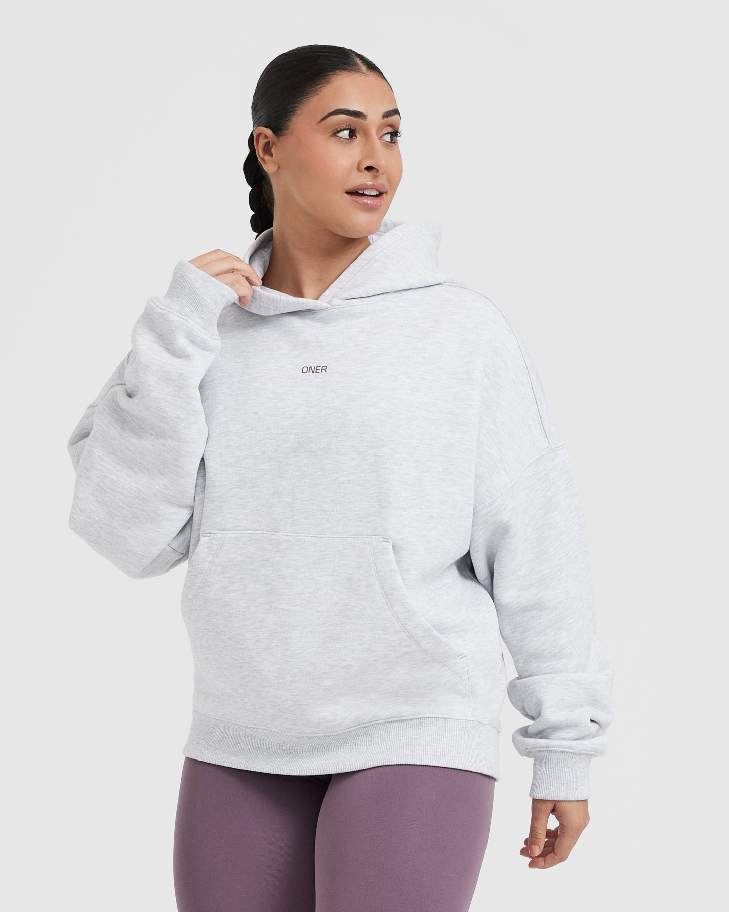 Raising the Bar Graphic Unisex Oversized Hoodie | Light Grey Marl - Image 3