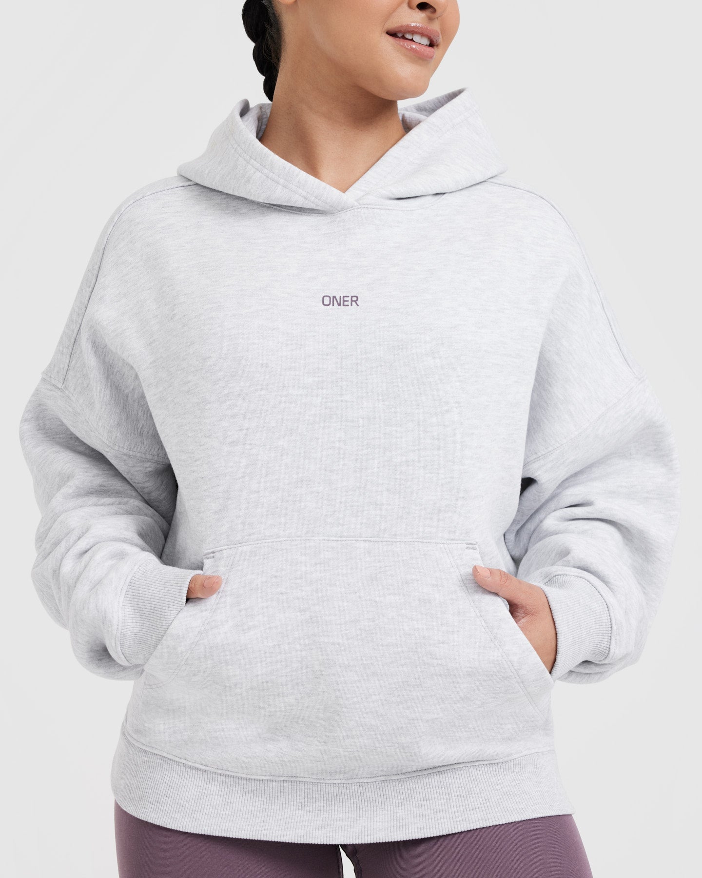 Raising the Bar Graphic Unisex Oversized Hoodie | Light Grey Marl - Image 4