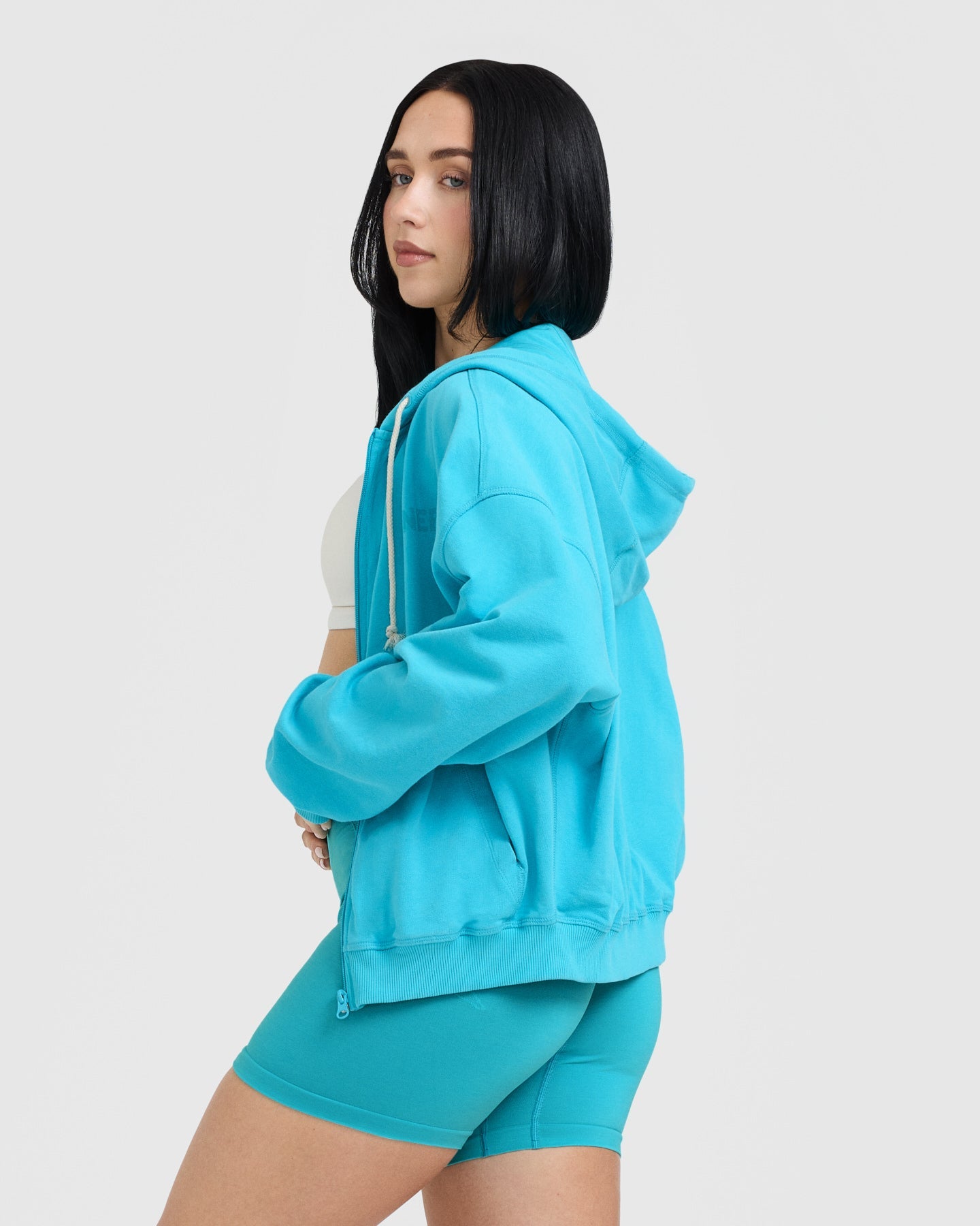 Alternative view of Raw Lounge Oversized Zip Hoodie | Aqua Blue