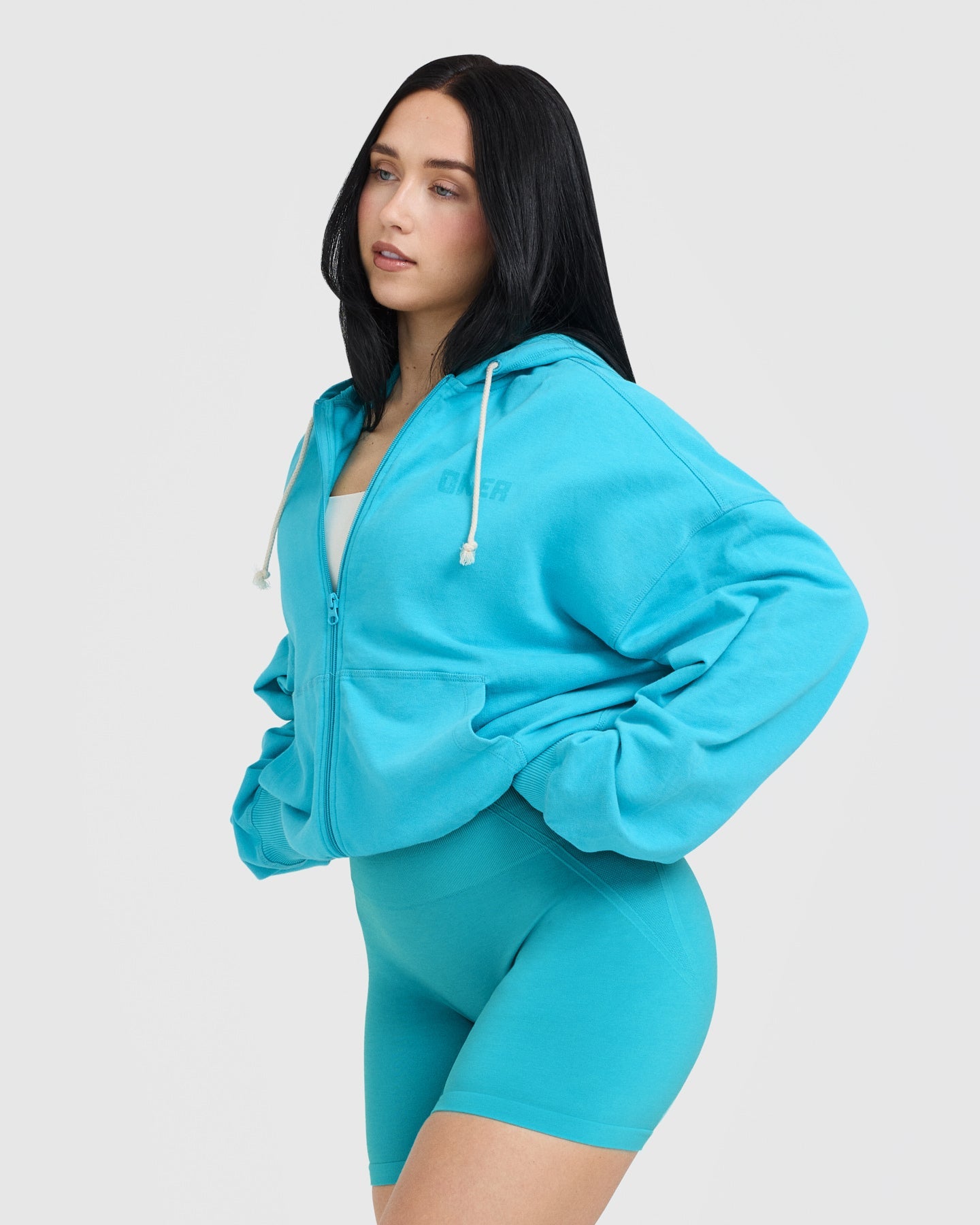 Raw Lounge Oversized Zip Hoodie | Aqua Blue - Image 3
