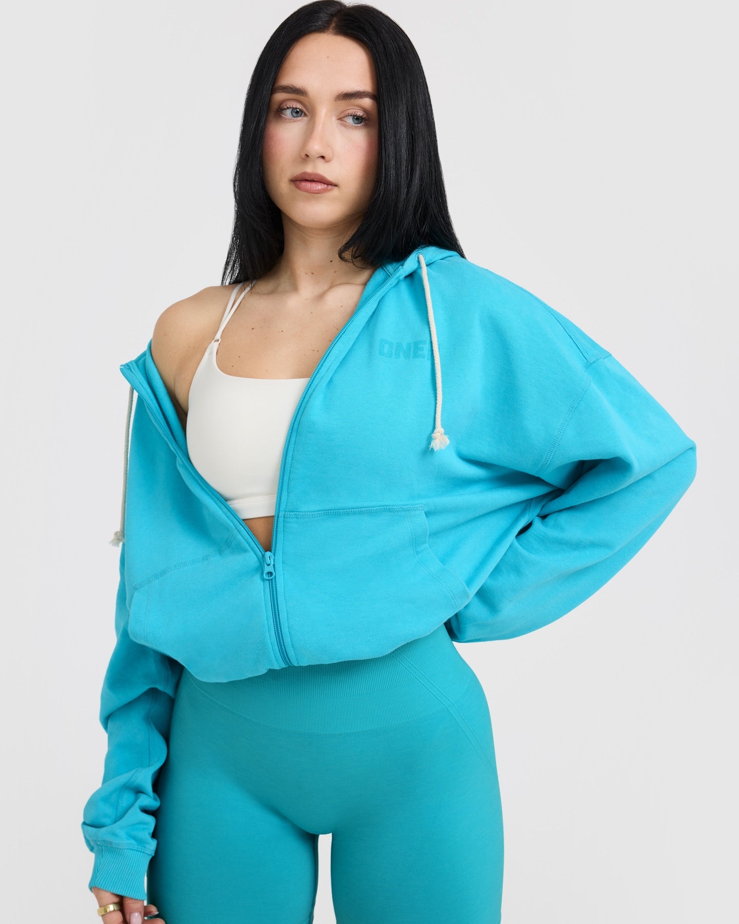 Raw Lounge Oversized Zip Hoodie | Aqua Blue - Image 5