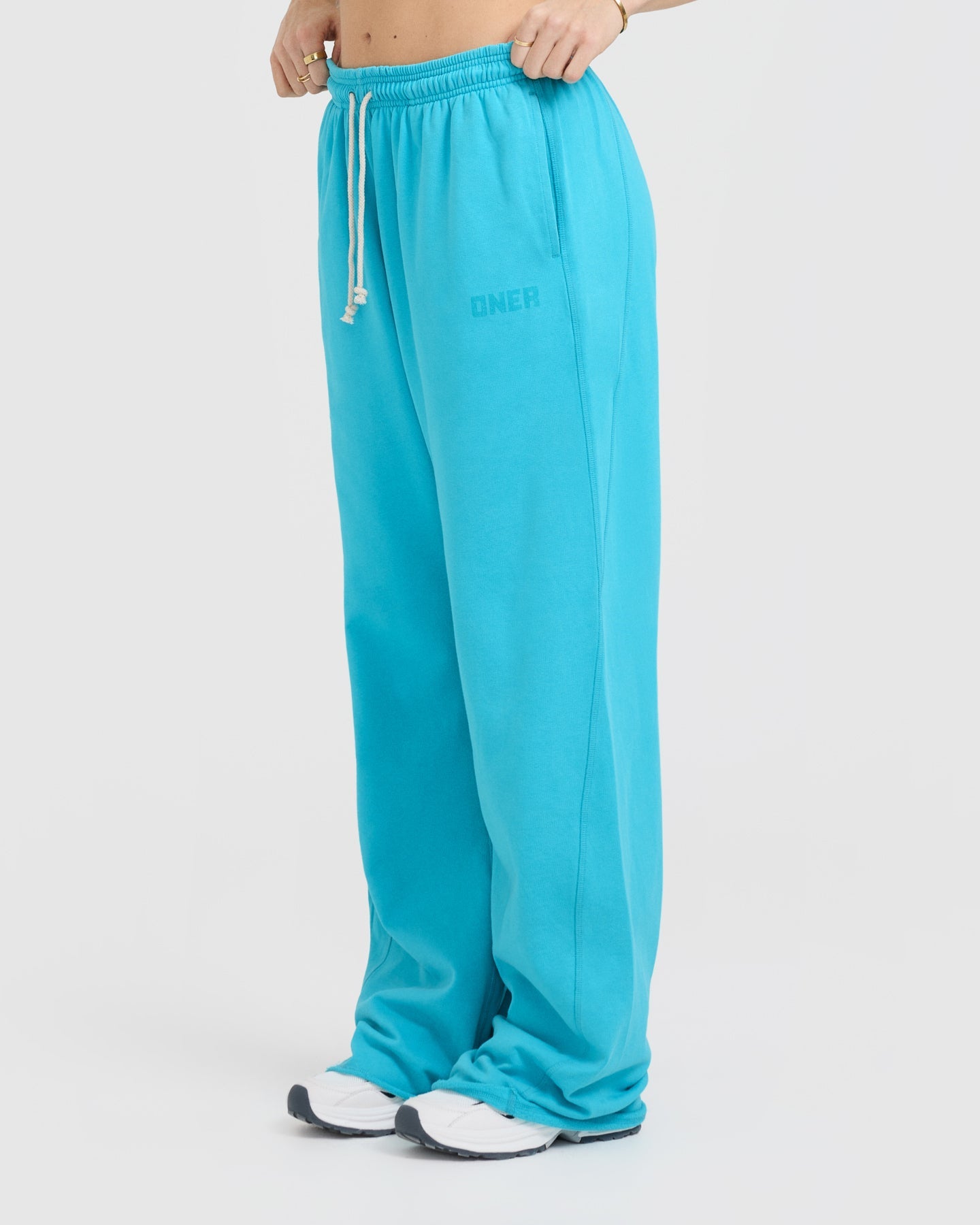 Raw Lounge Wide Leg Joggers | Aqua Blue - Image 3