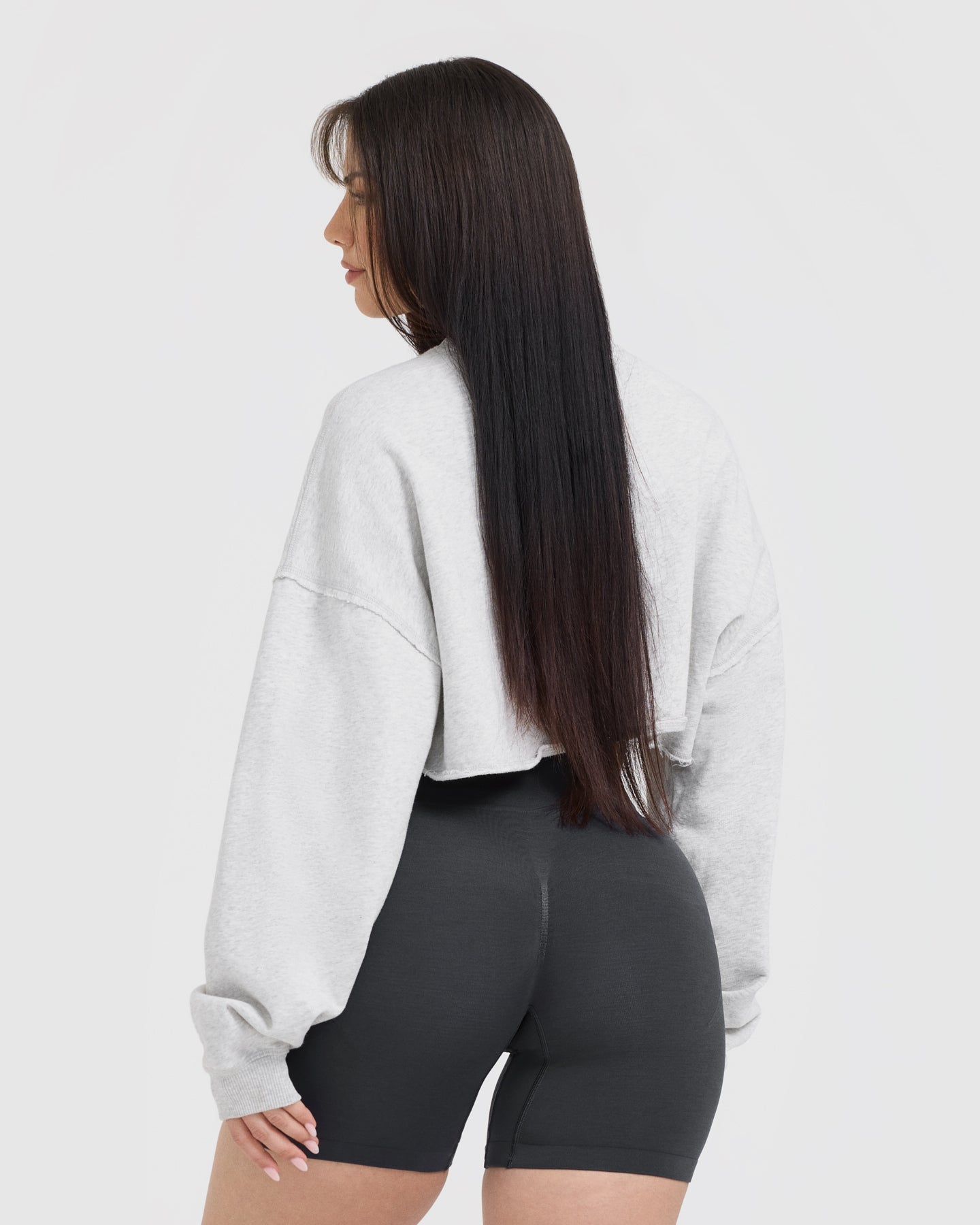 Alternative view of Raw Lounge Crop Sweatshirt | Light Grey Marl
