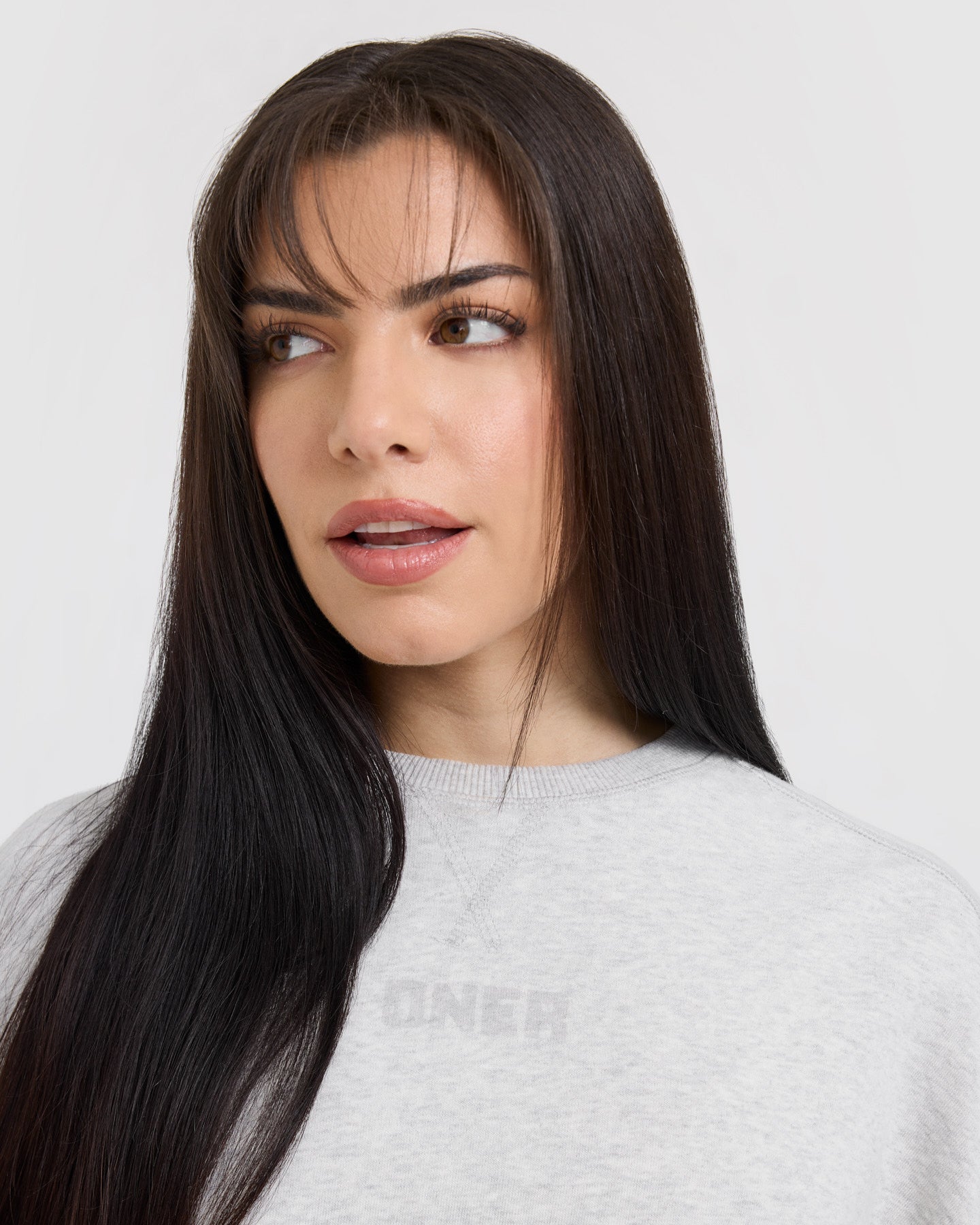 Raw Lounge Crop Sweatshirt | Light Grey Marl - Image 5