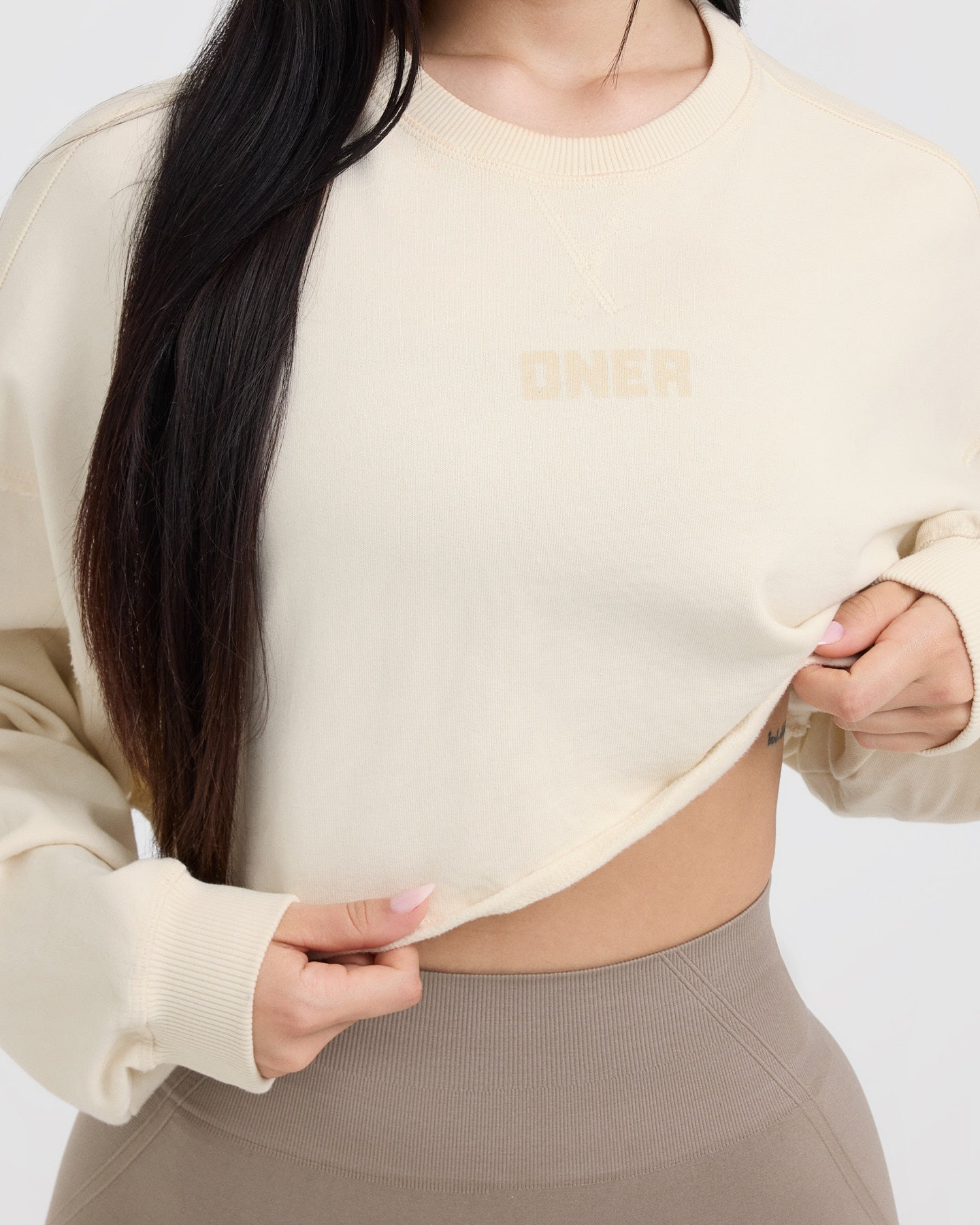 Raw Lounge Crop Sweatshirt | Off White - Image 4