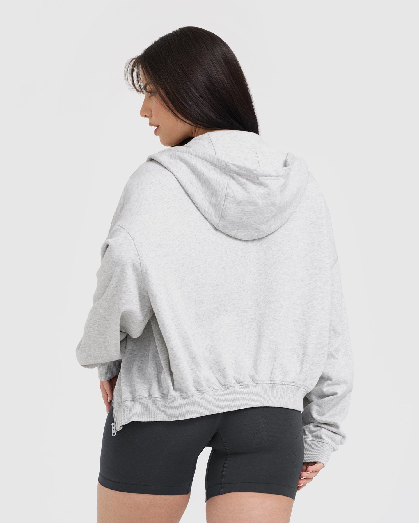 Alternative view of Raw Lounge Oversized Zip Hoodie | Light Grey Marl